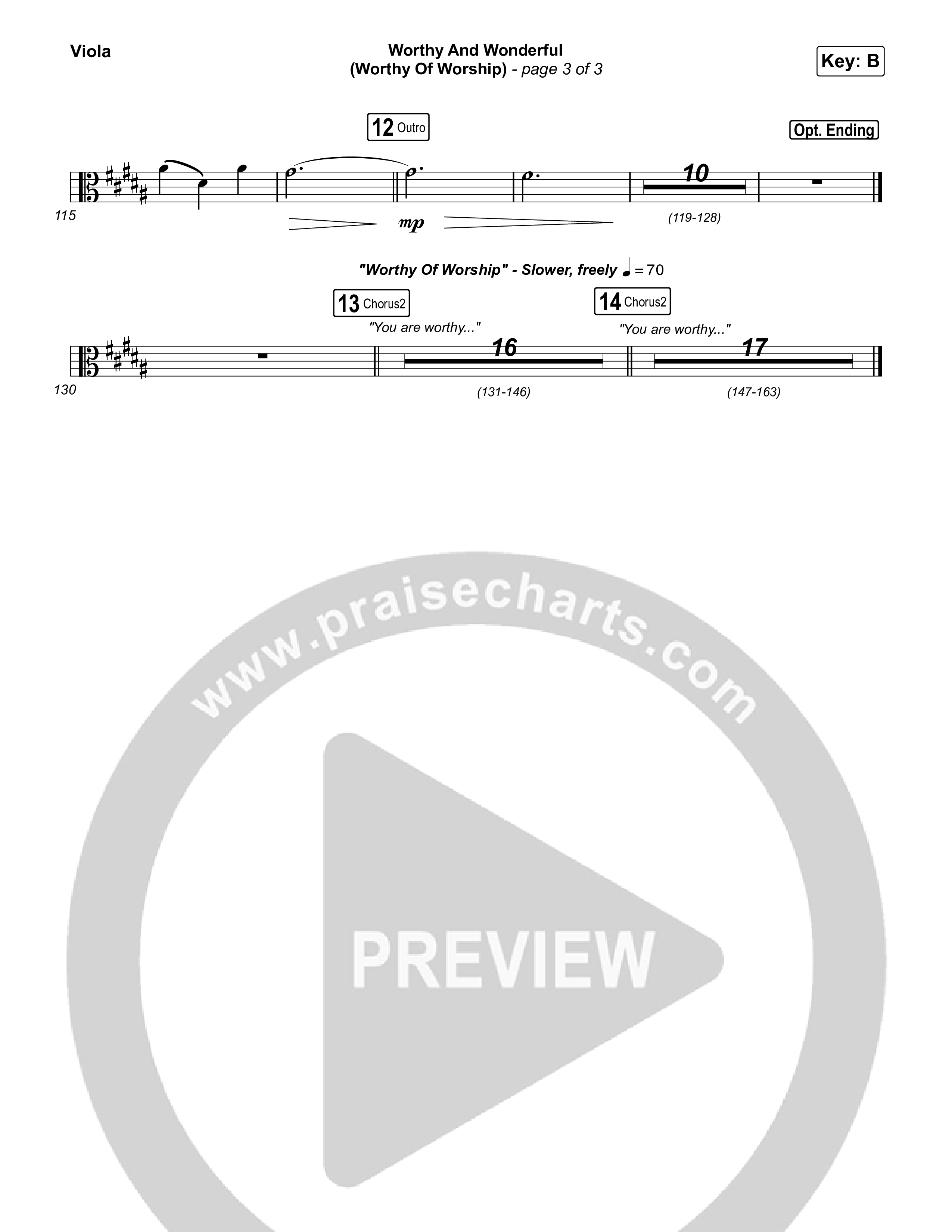 Worthy And Wonderful (Worthy Of Worship) Viola (Elevation Worship / Mitch Wong / Tiffany Hudson)