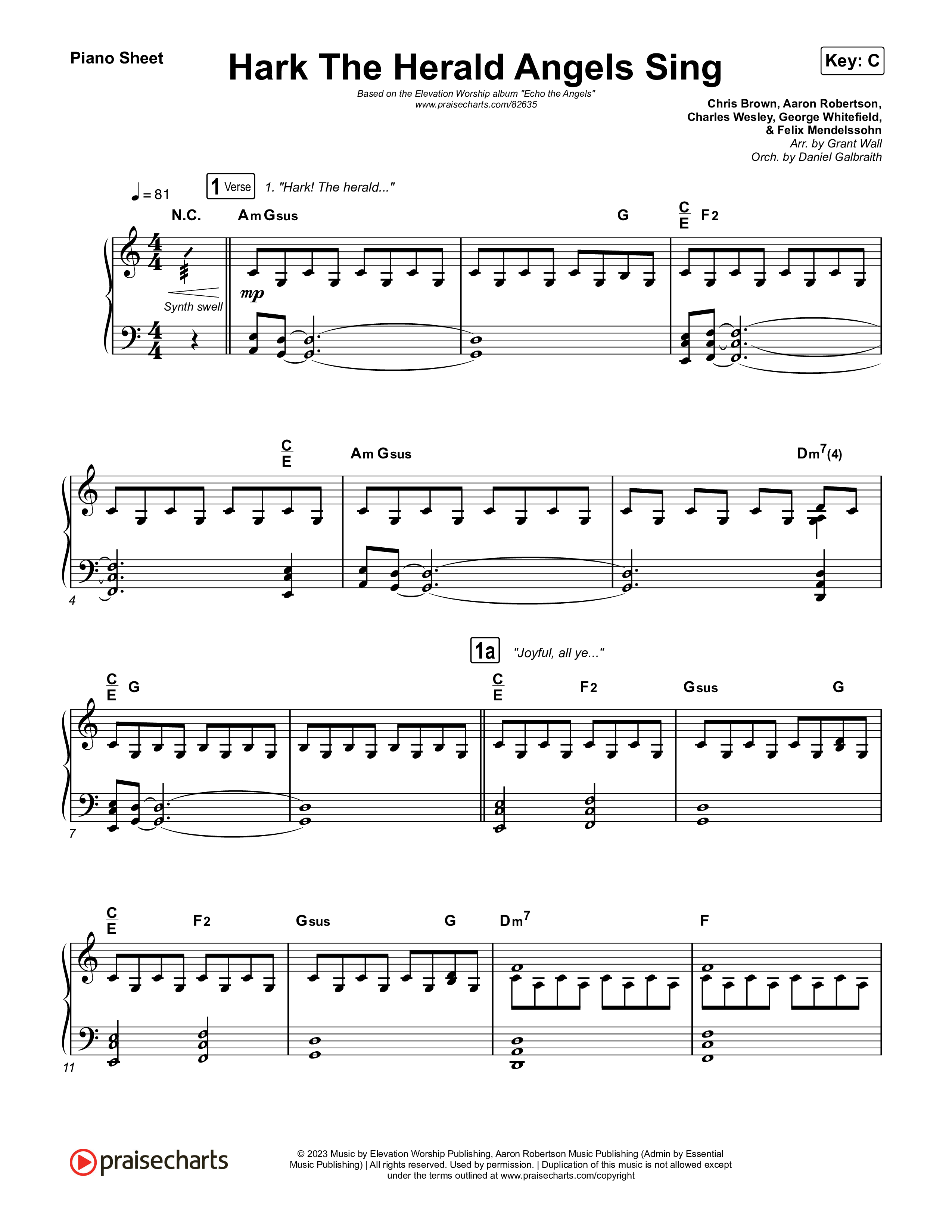 Hark The Herald Angels Sing Piano Sheet (Elevation Worship)