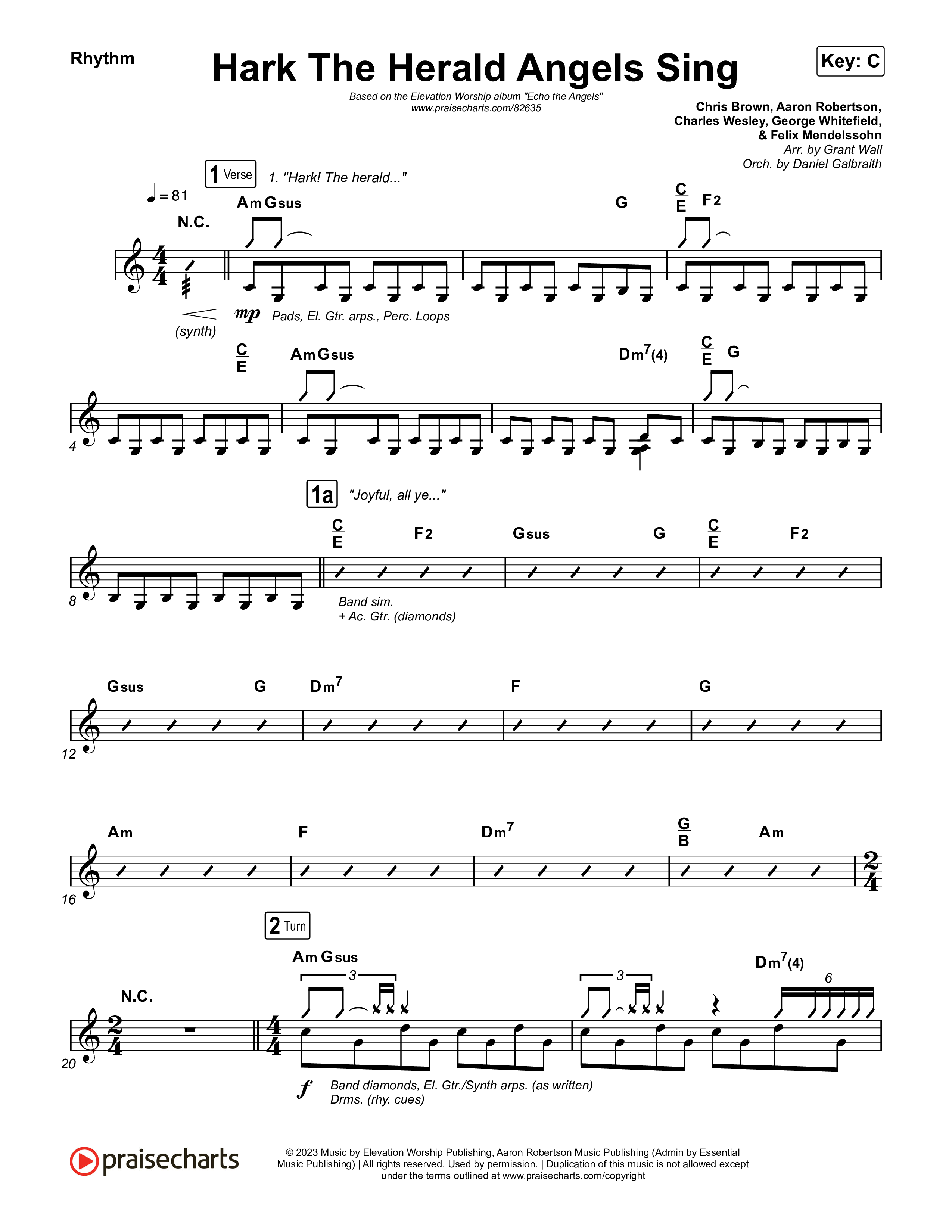 Hark The Herald Angels Sing Rhythm Chart (Elevation Worship)