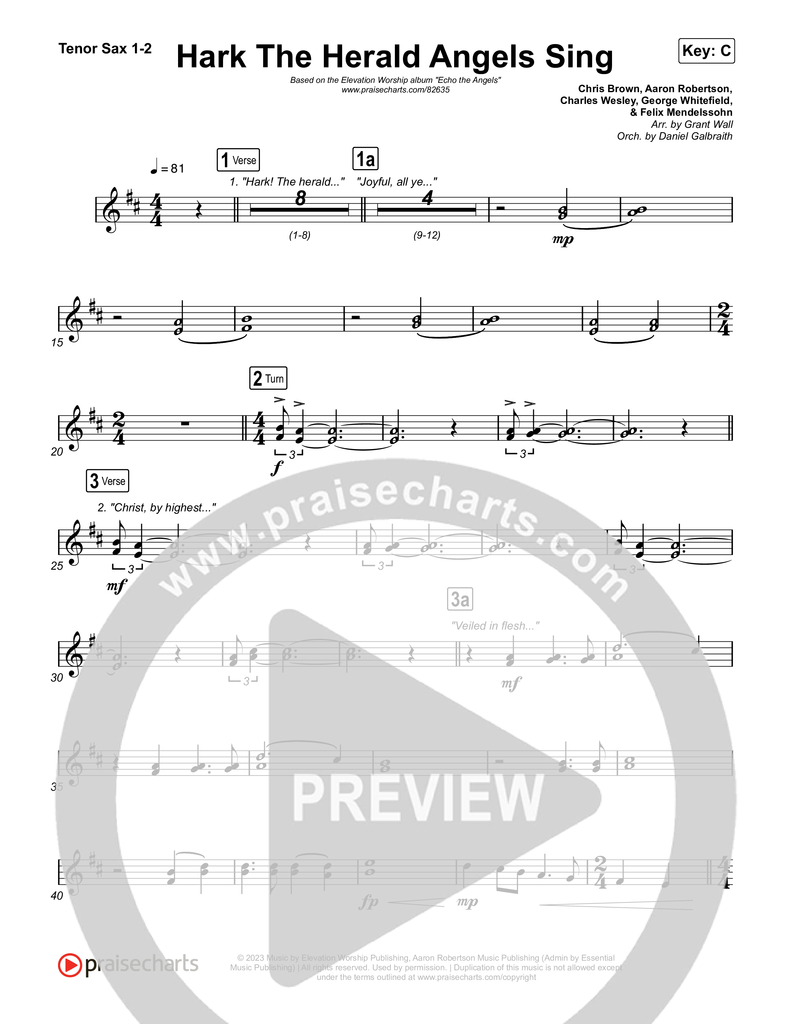 Hark The Herald Angels Sing Tenor Sax 1,2 (Elevation Worship)