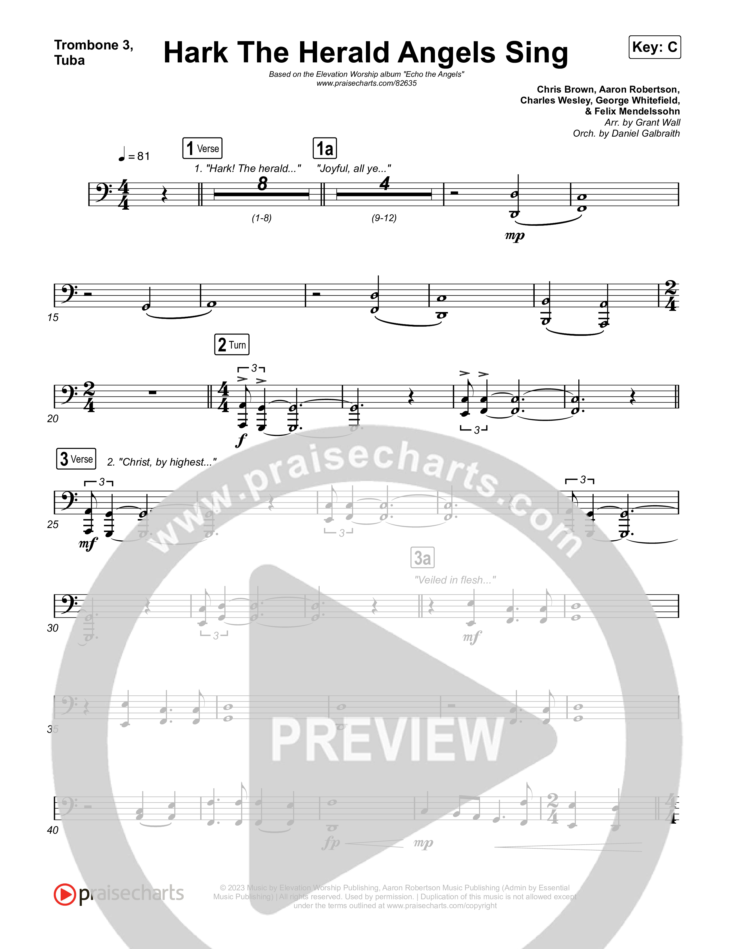 Hark The Herald Angels Sing Trombone 3/Tuba (Elevation Worship)