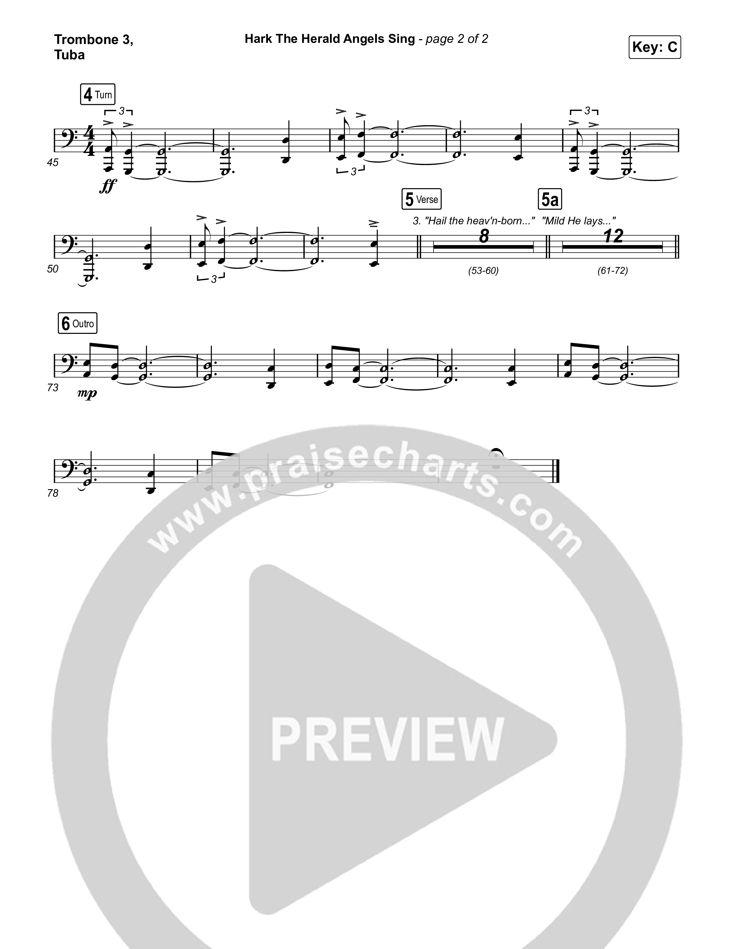 Hark The Herald Angels Sing Trombone 3/Tuba (Elevation Worship)