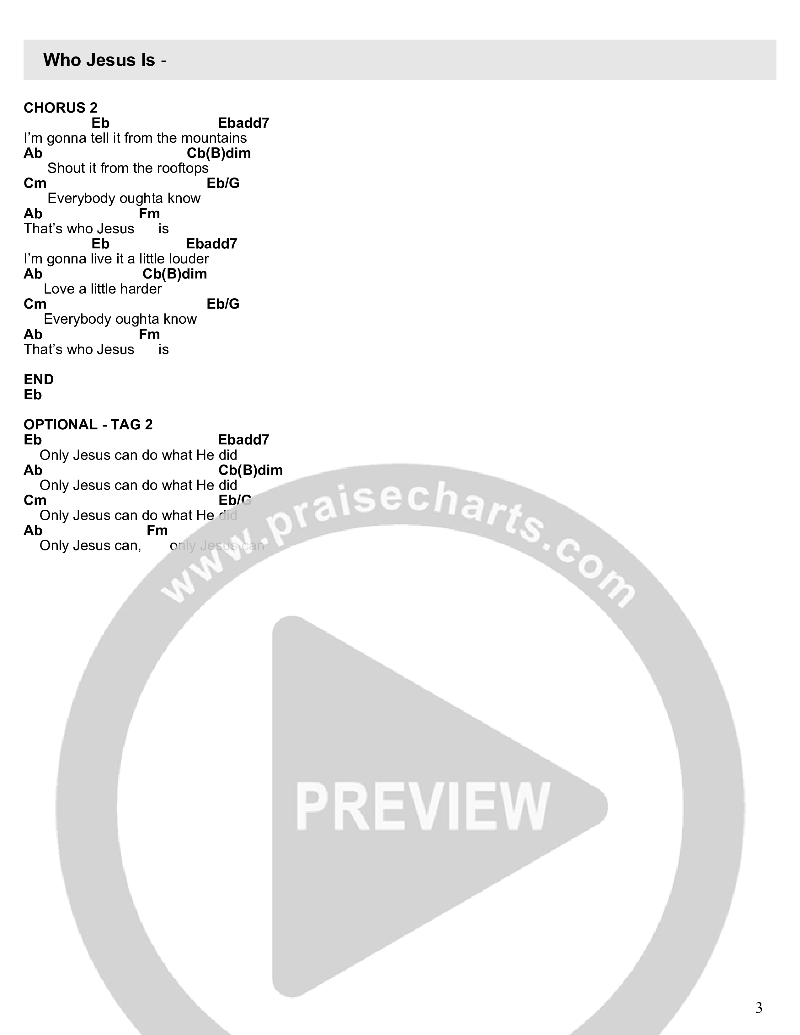 Who Jesus Is (Live) Chord Chart (Writing Worship Community / Tamar Chipp / Meg Ammons)
