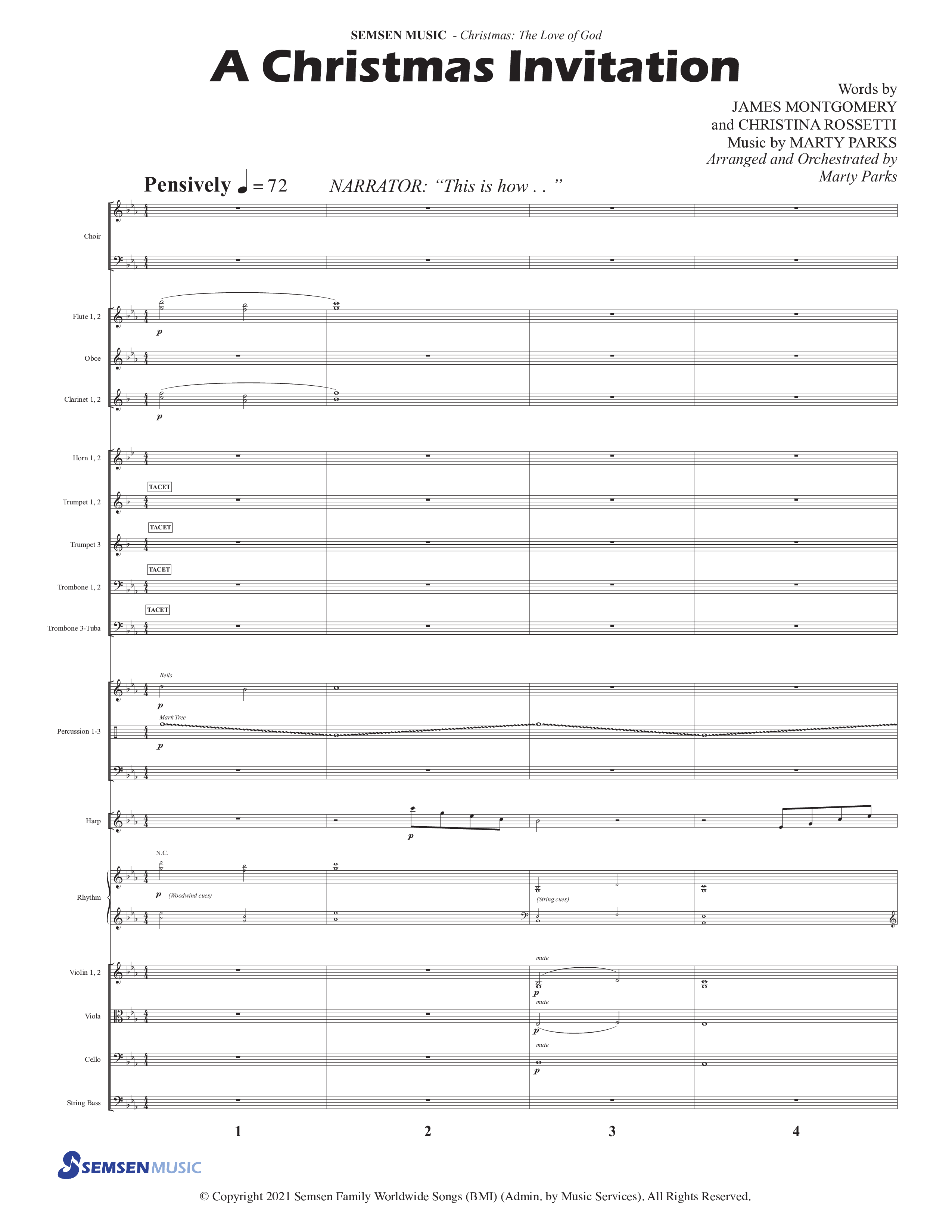 Christmas: The Love Of God (5 Song Choral Collection) Song 2 (Orchestration) (Semsen Music / Arr. Marty Parks)