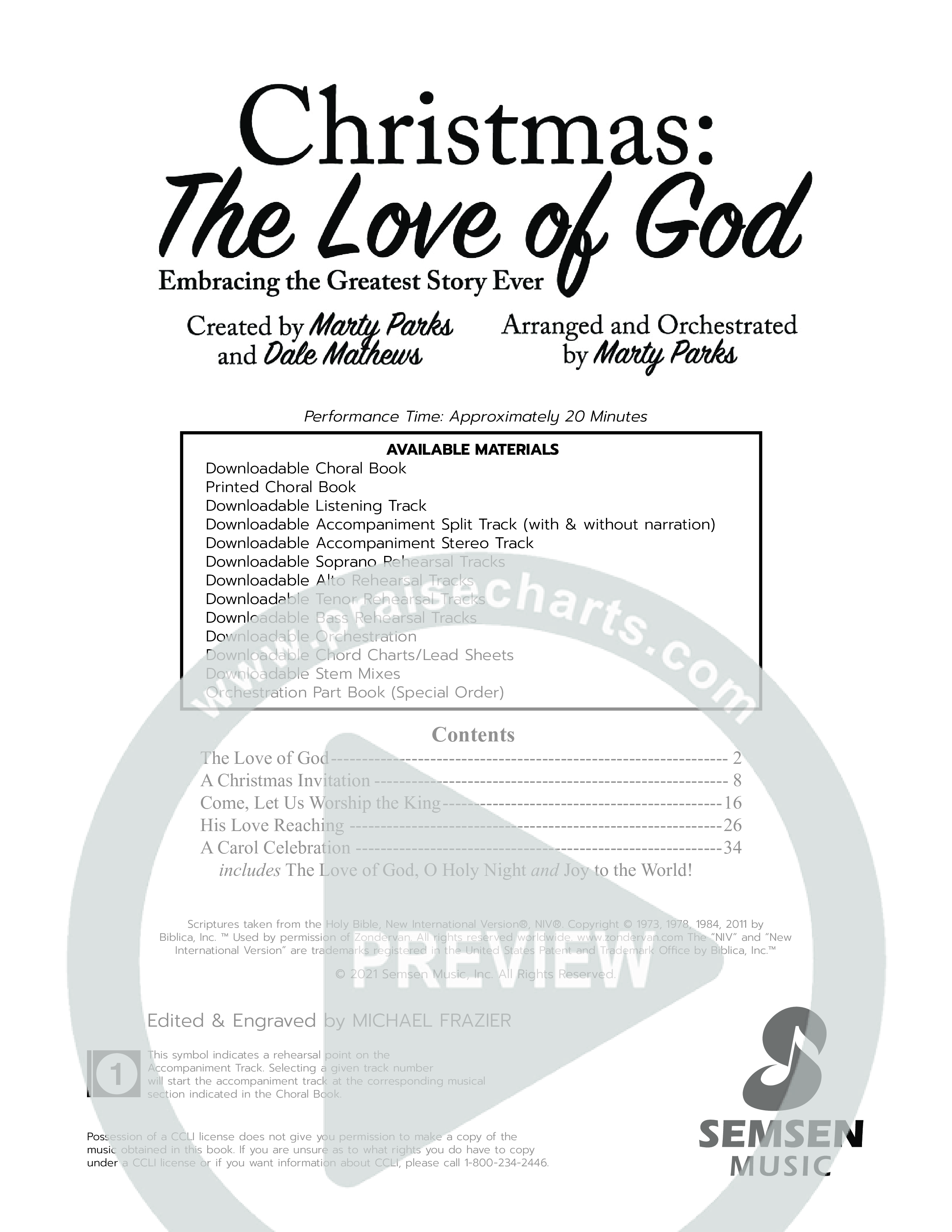 Christmas: The Love Of God (5 Song Choral Collection) Choral Book (Semsen Music / Arr. Marty Parks)