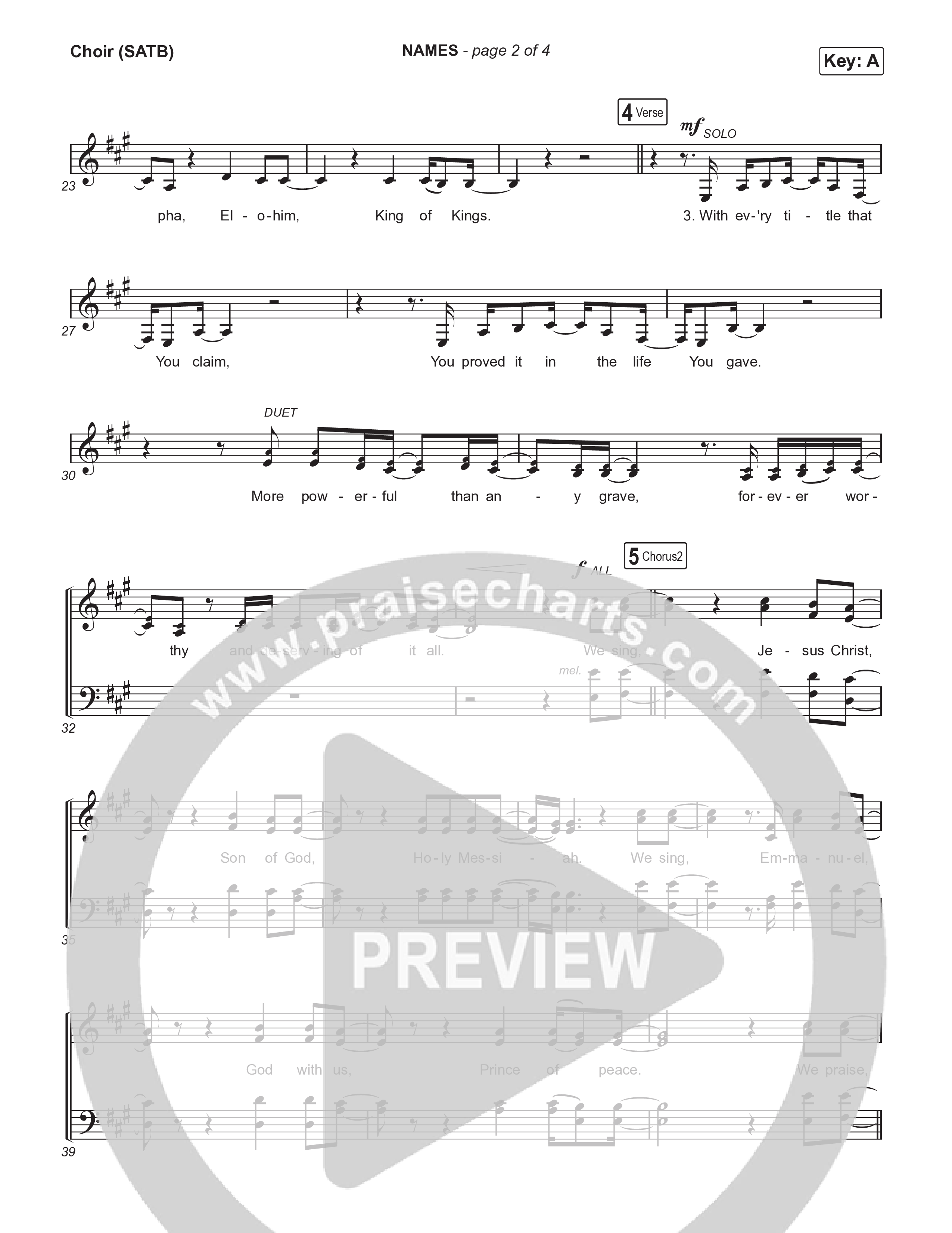 NAMES Choir Sheet (SATB) (Ben Laine)