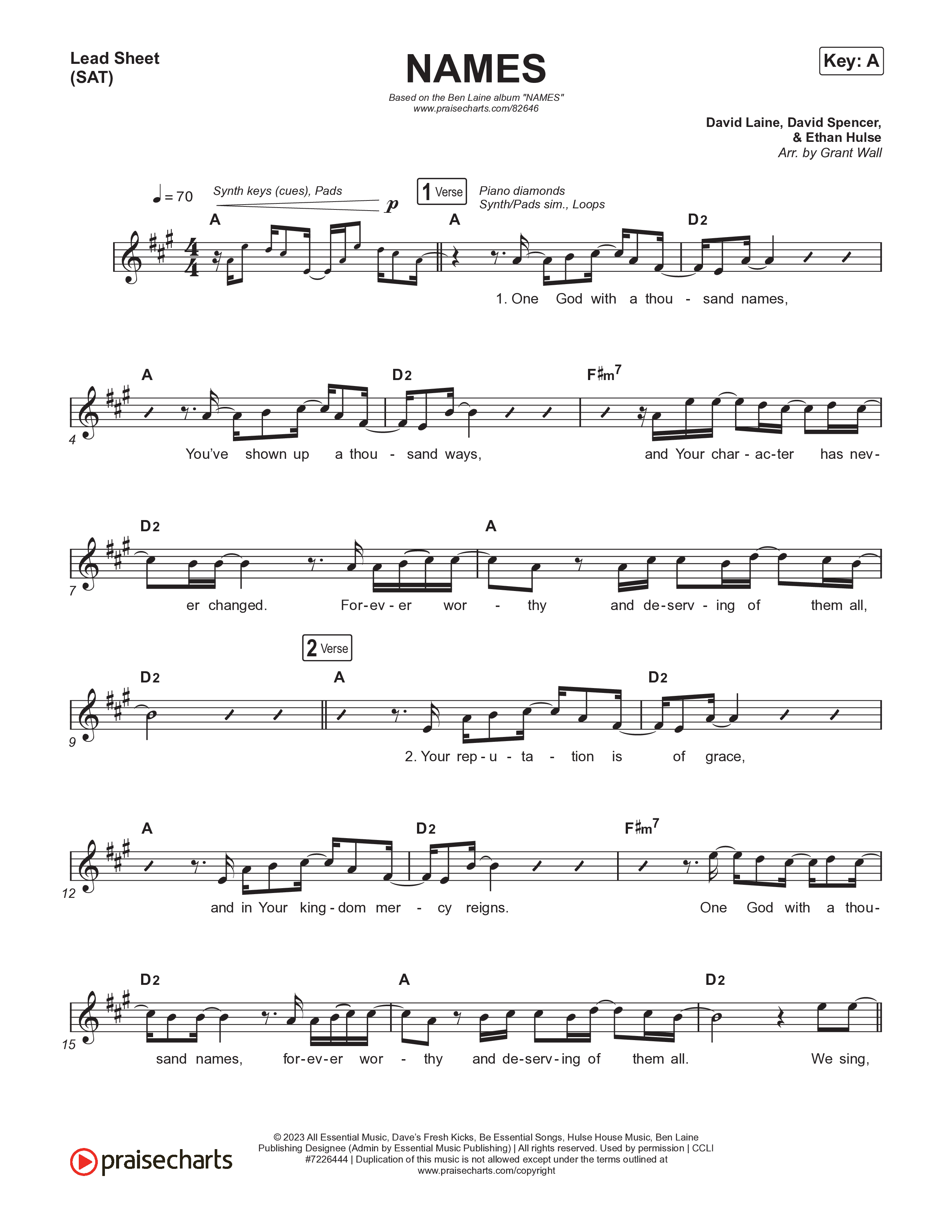 NAMES Lead Sheet (SAT) (Ben Laine)