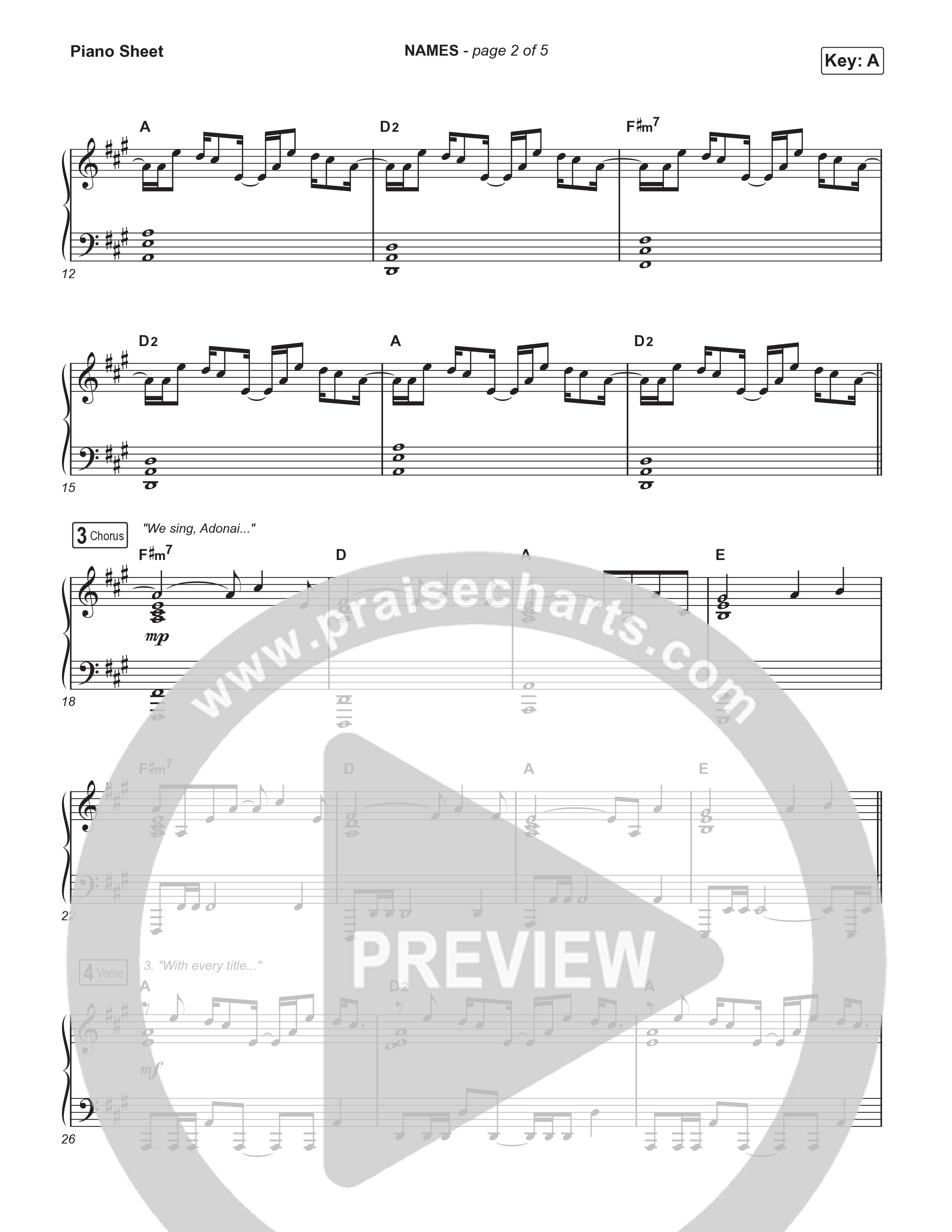 NAMES Piano Sheet (Ben Laine)