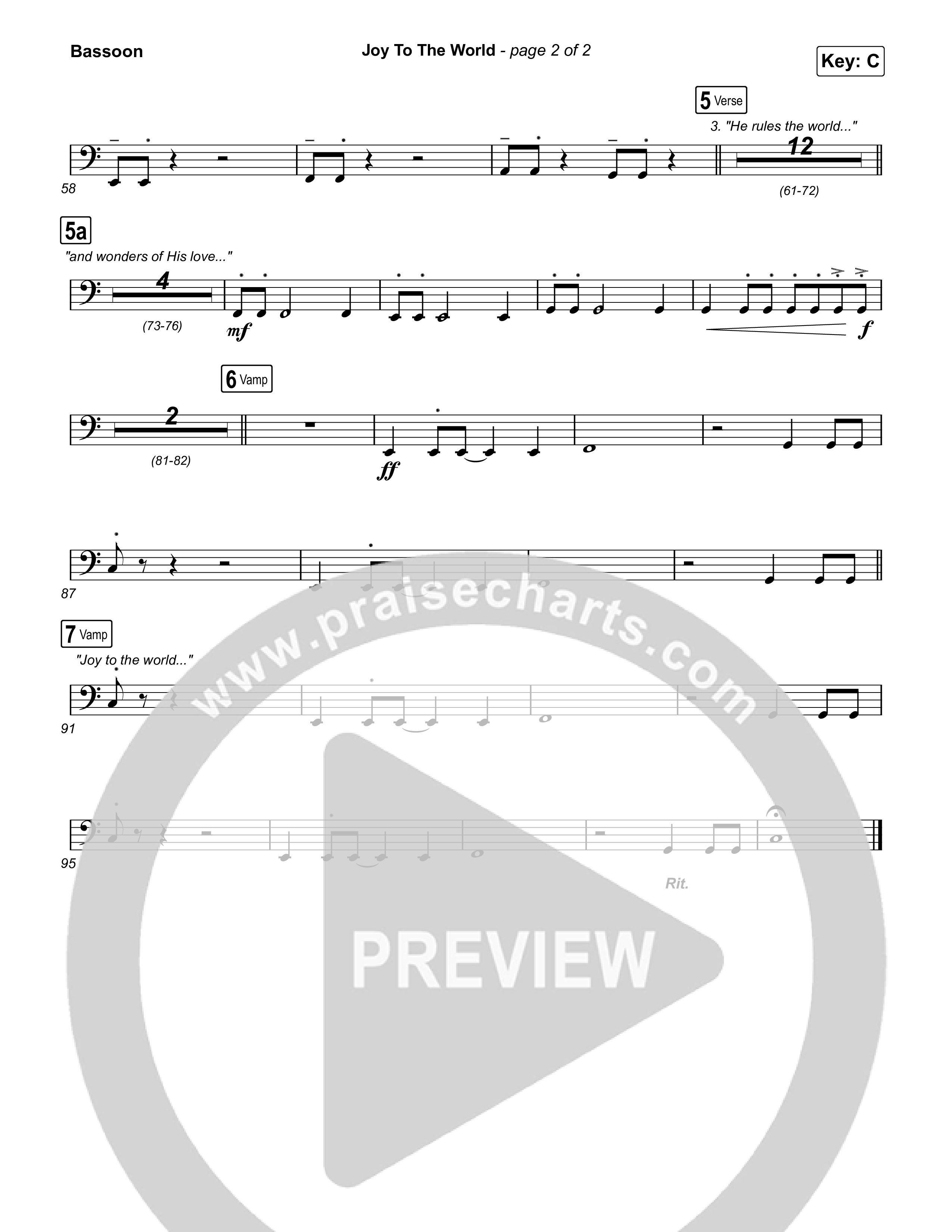 Joy To The World (Live) Bassoon (Thrive Worship)