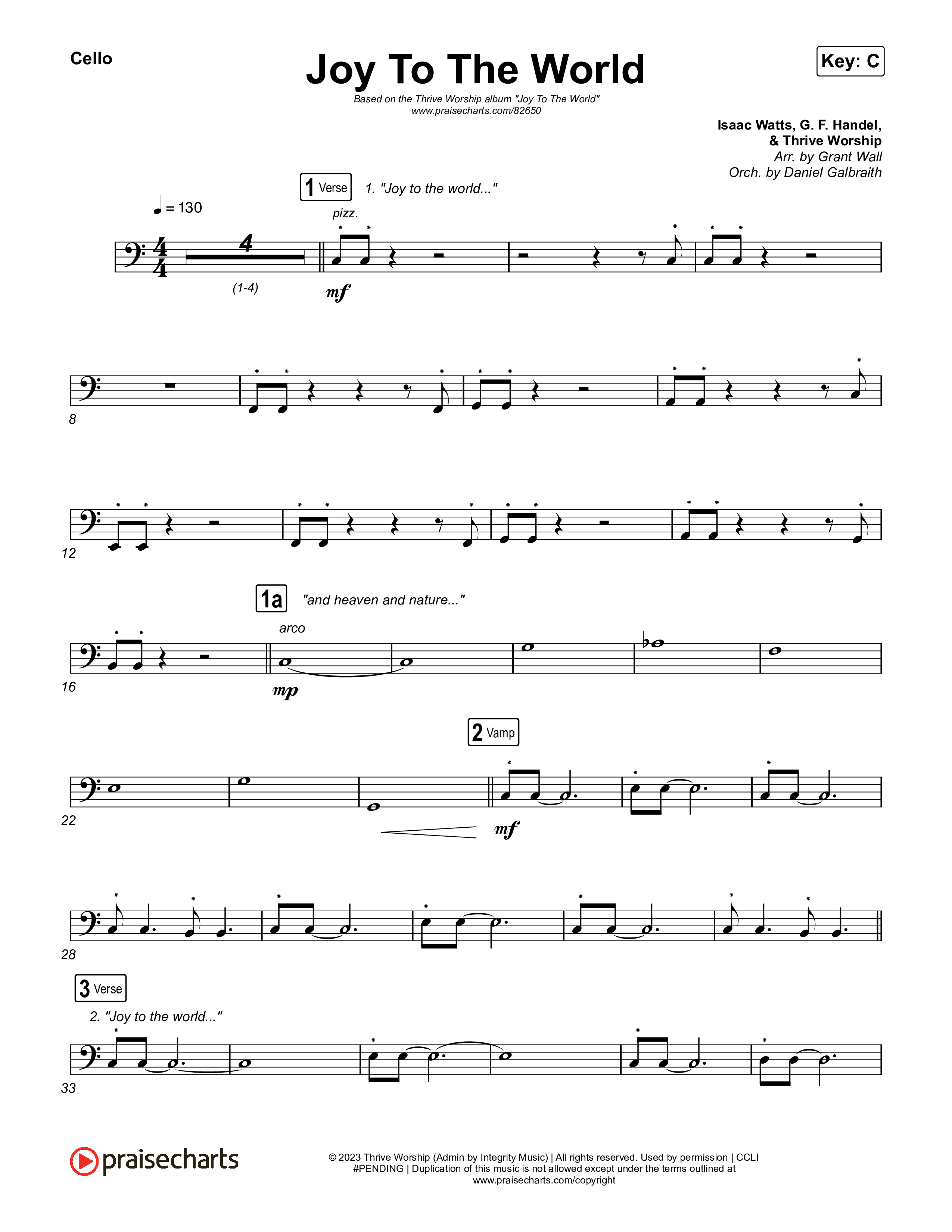 Joy To The World (Live) Cello (Thrive Worship)