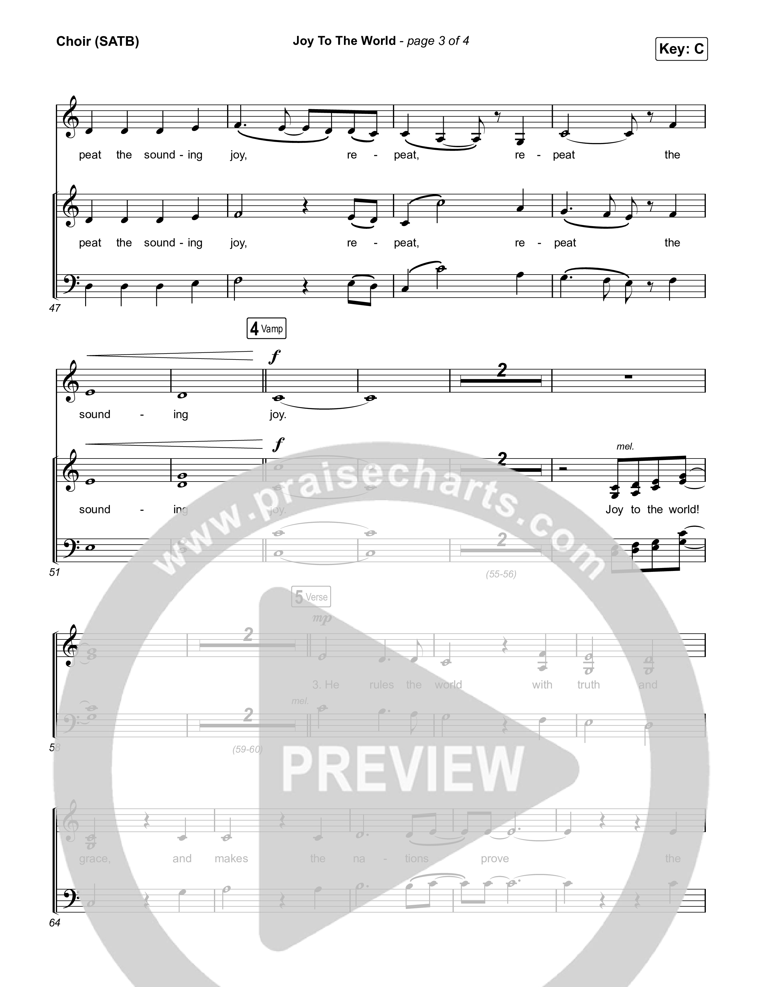 Joy To The World (Live) Choir Sheet (SATB) (Thrive Worship)