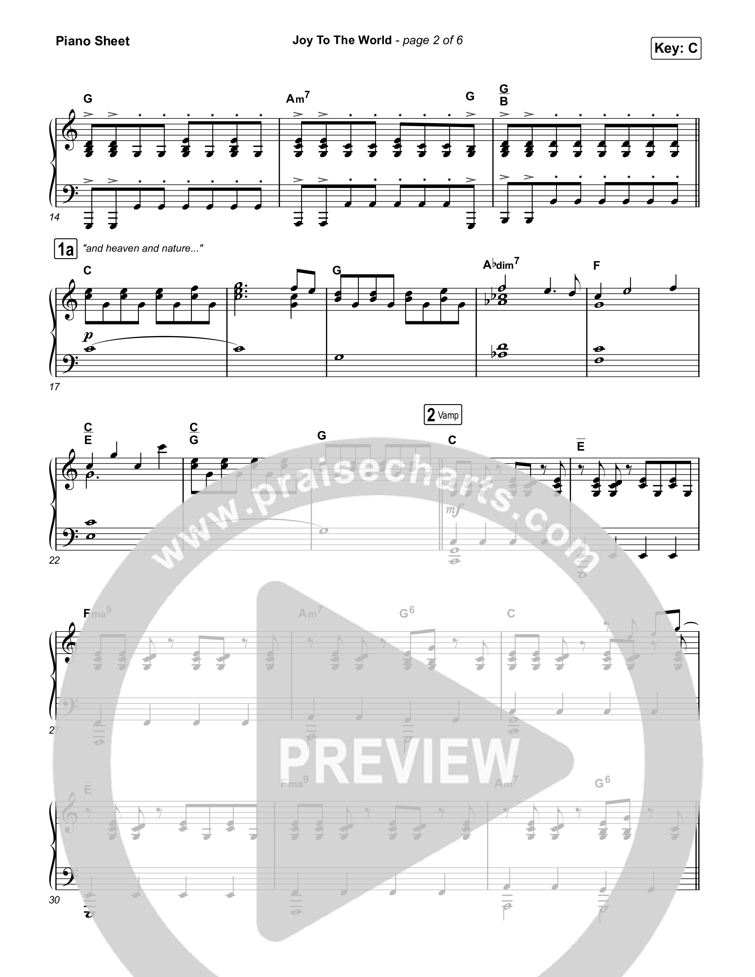 Joy To The World (Live) Piano Sheet (Thrive Worship)