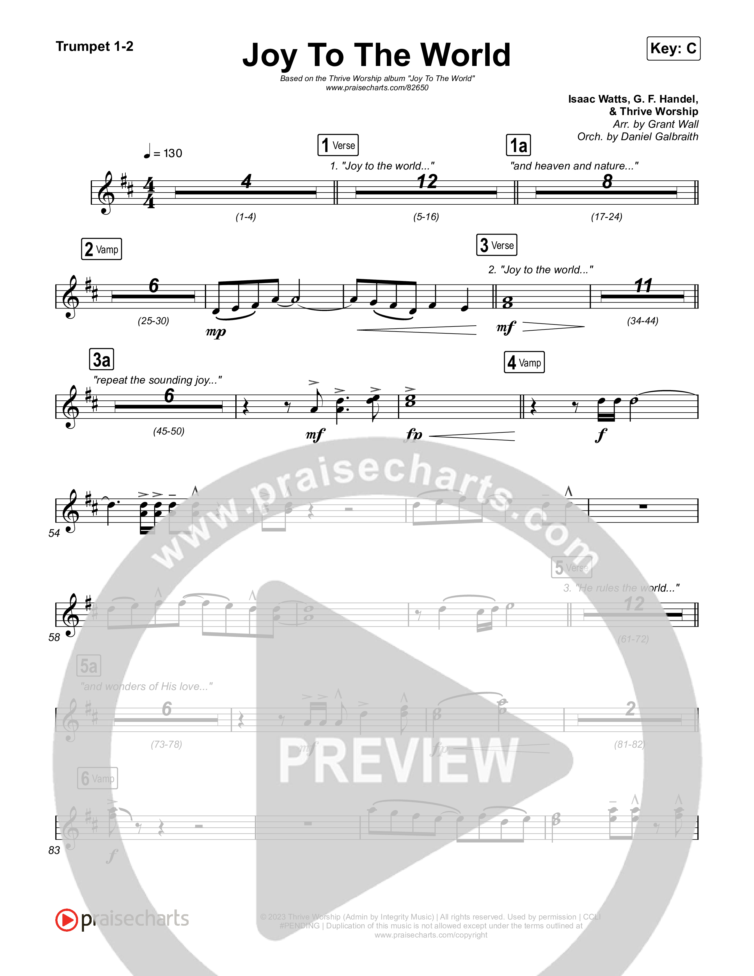 Joy To The World (Live) Trumpet 1,2 (Thrive Worship)