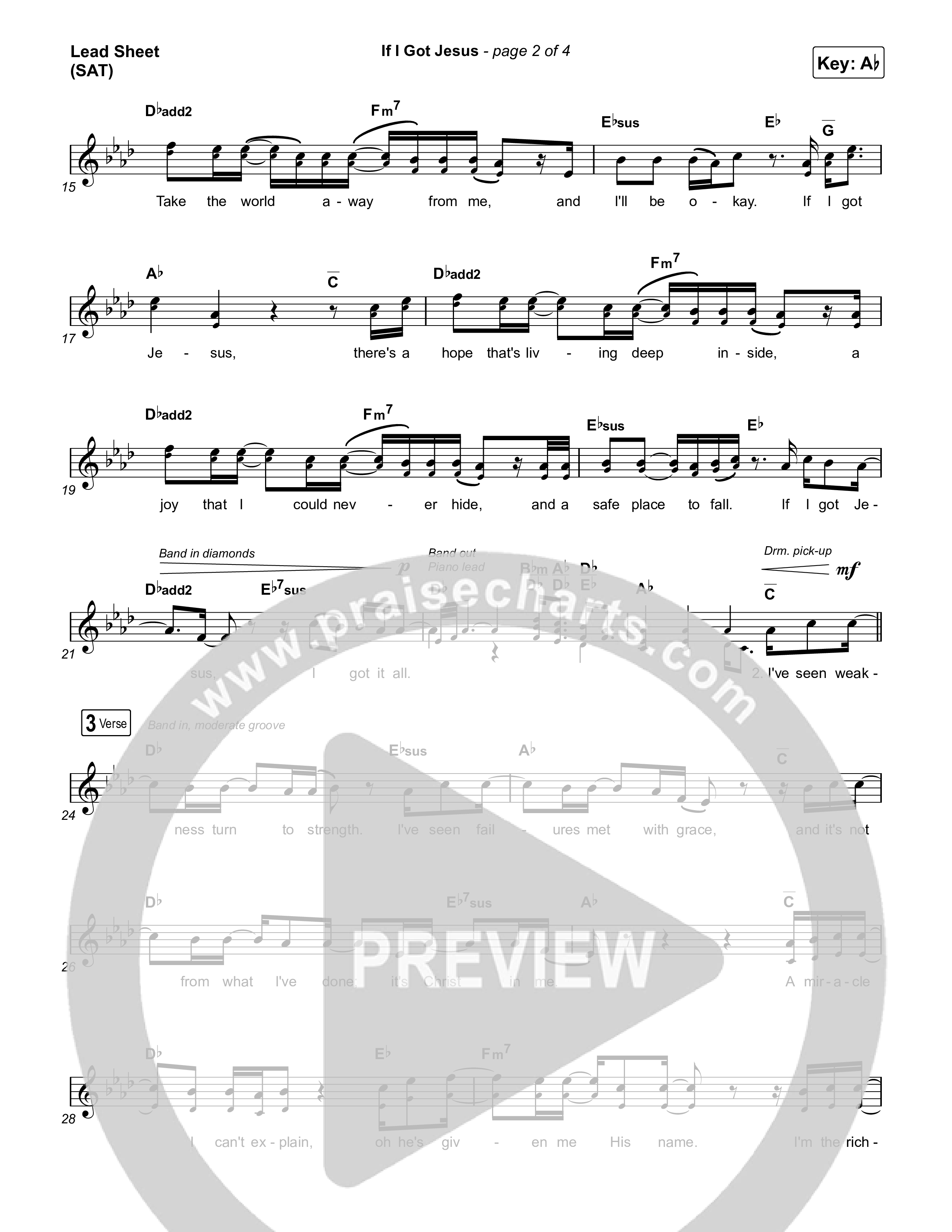 If I Got Jesus Lead Sheet (SAT) (Ben Fuller)