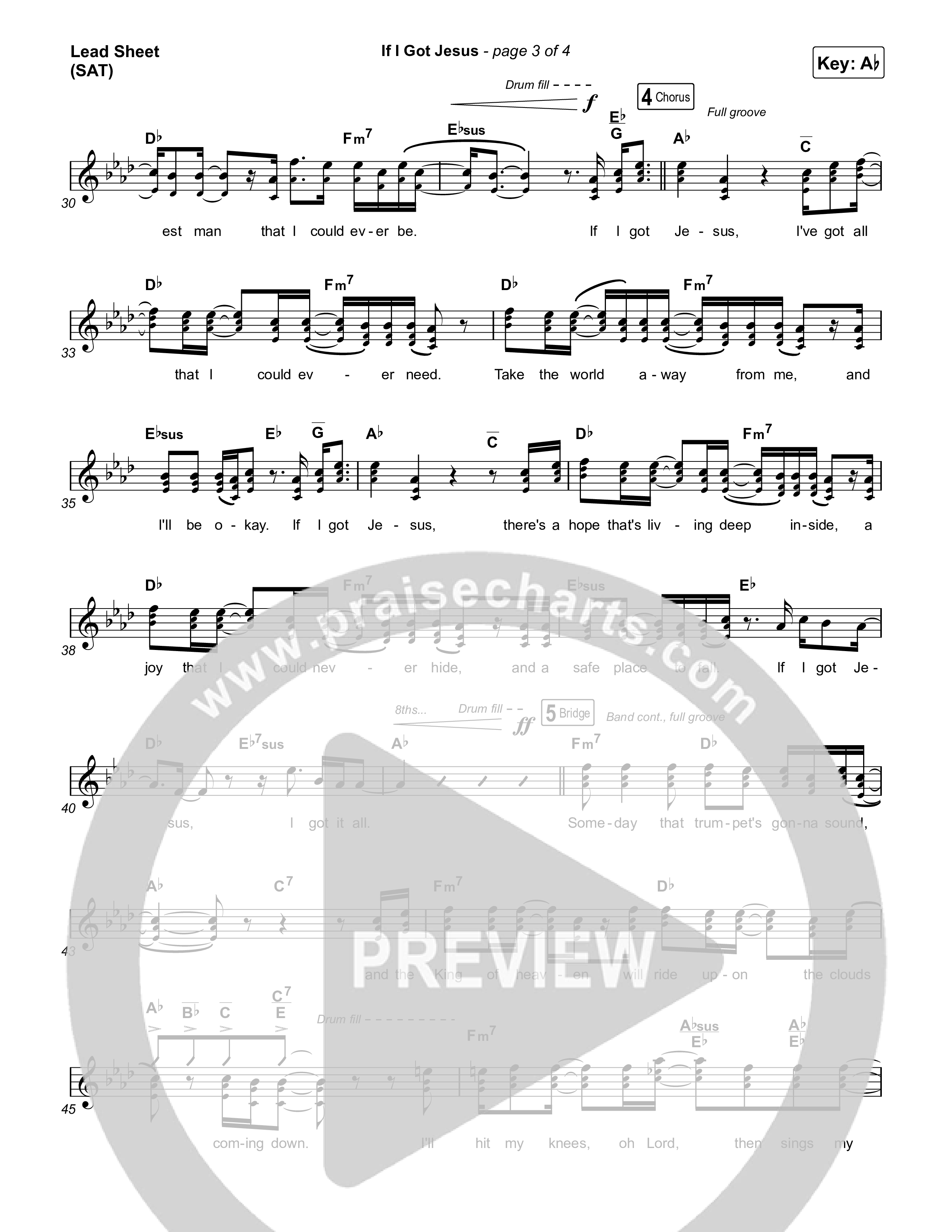 If I Got Jesus Lead Sheet (SAT) (Ben Fuller)