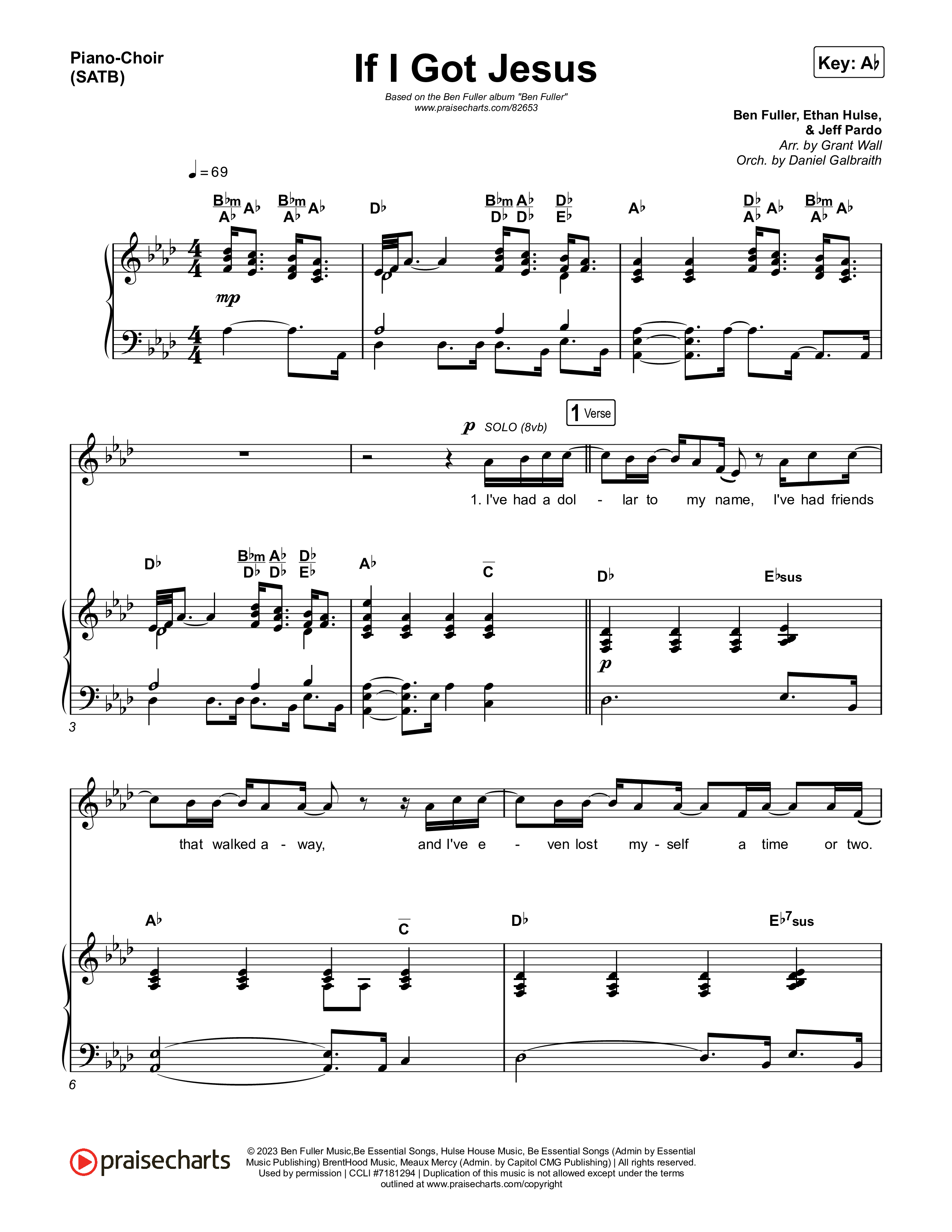 If I Got Jesus Piano/Vocal (SATB) (Ben Fuller)