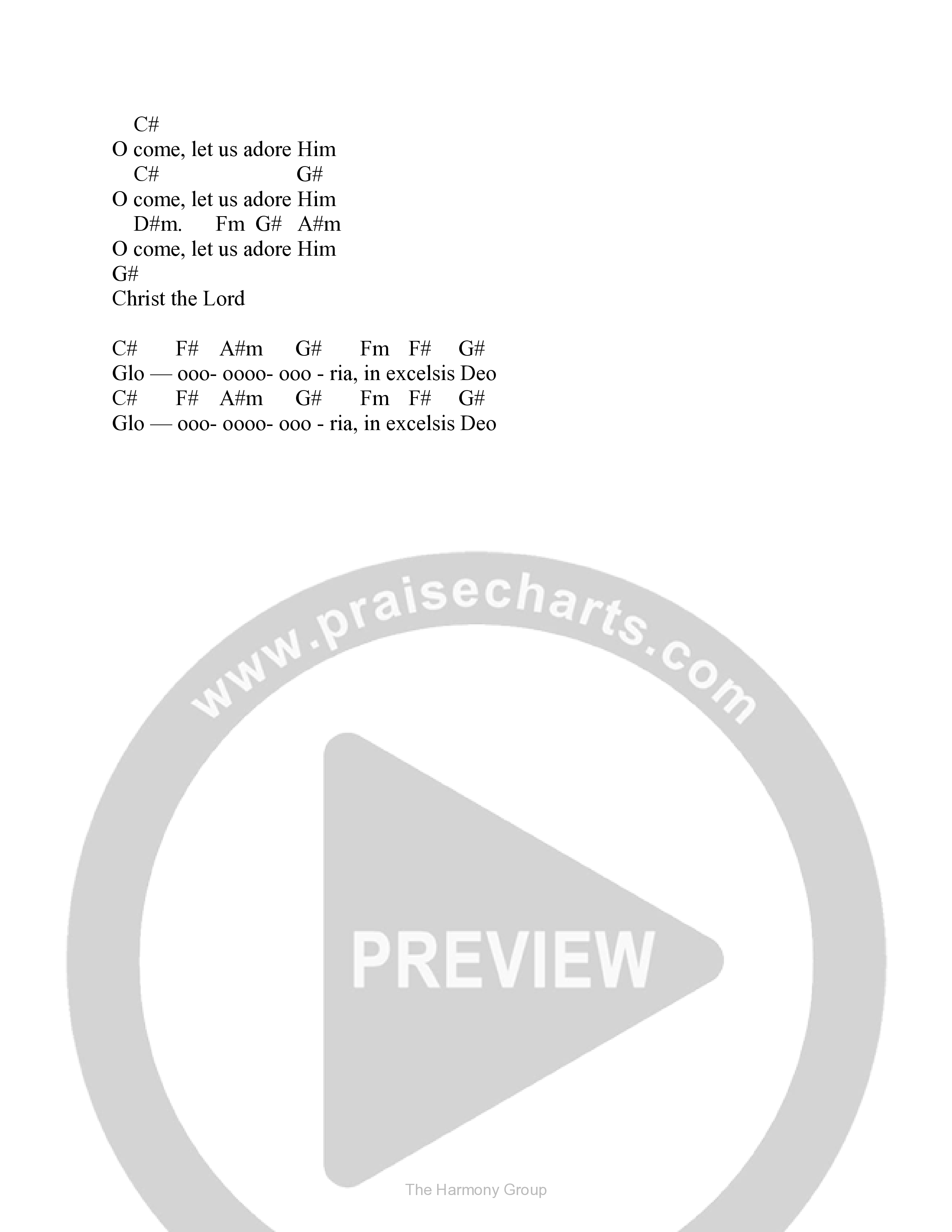 O Come All Ye Faithful / Angels We Have Heard Chord Chart (Alive City)