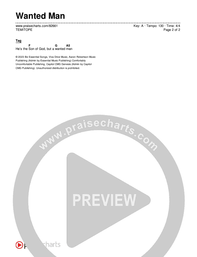 Wanted Man Chords & Lyrics (TEMITOPE)