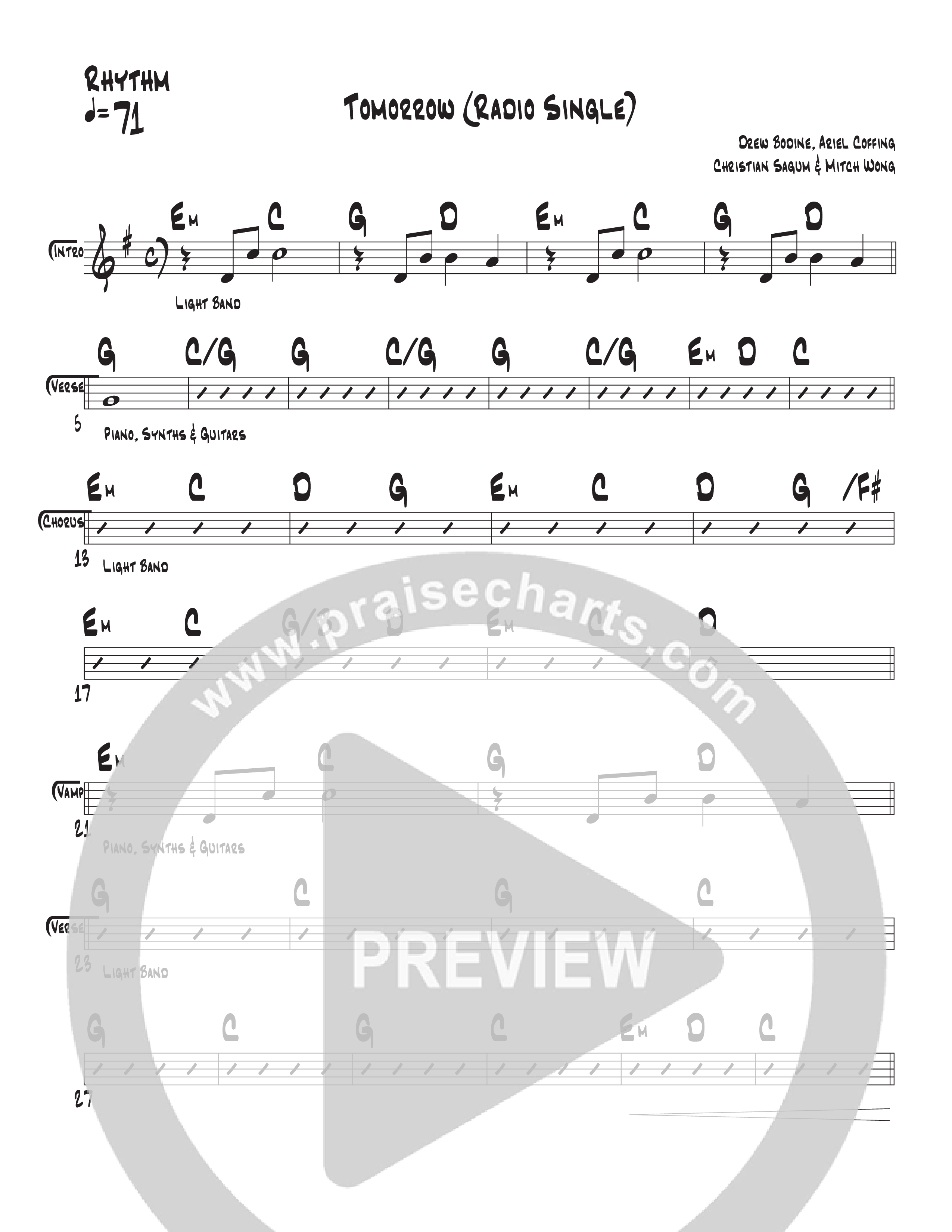 Tomorrow (Radio) Rhythm Chart (Central Live)