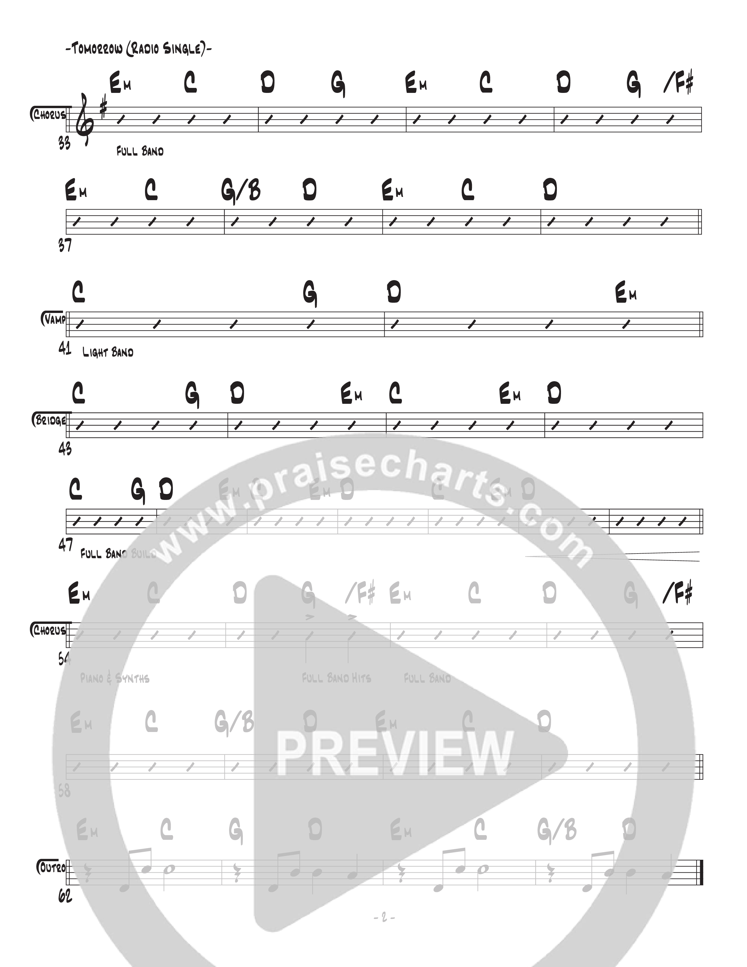 Tomorrow (Radio) Rhythm Chart (Central Live)