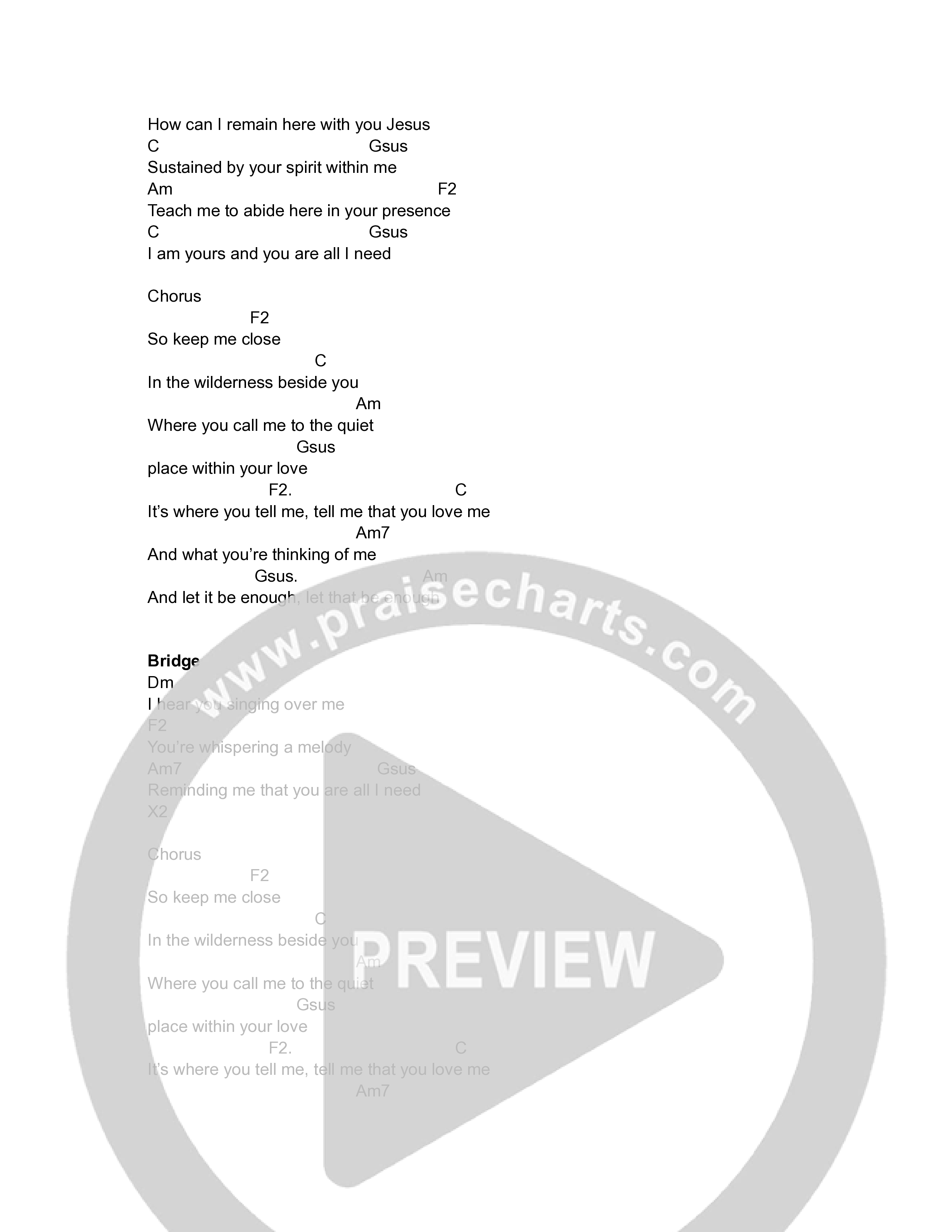 Wilderness Chord Chart (Rachel Caldwell)