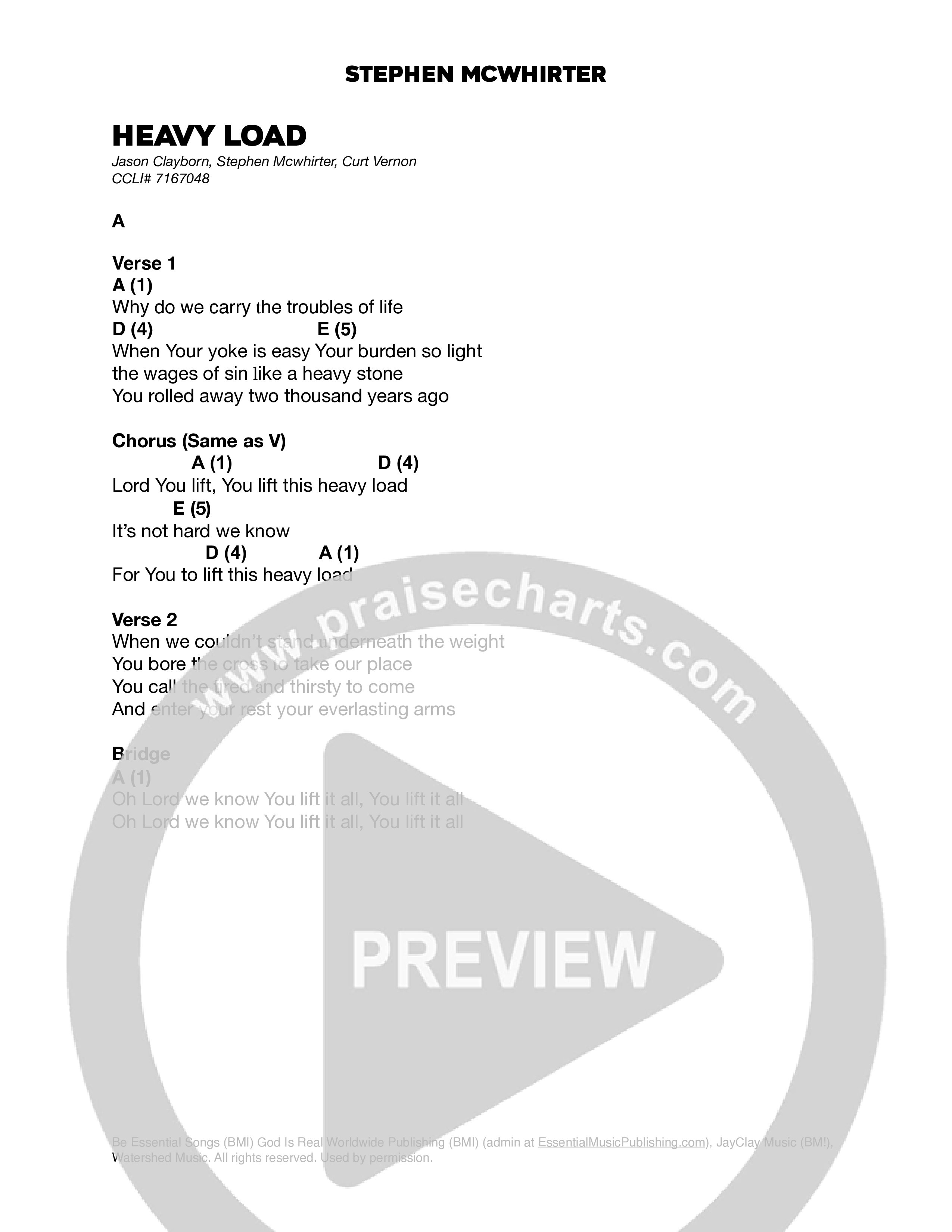 Heavy Load (Live Studio Sessions) Chord Chart (Stephen McWhirter)