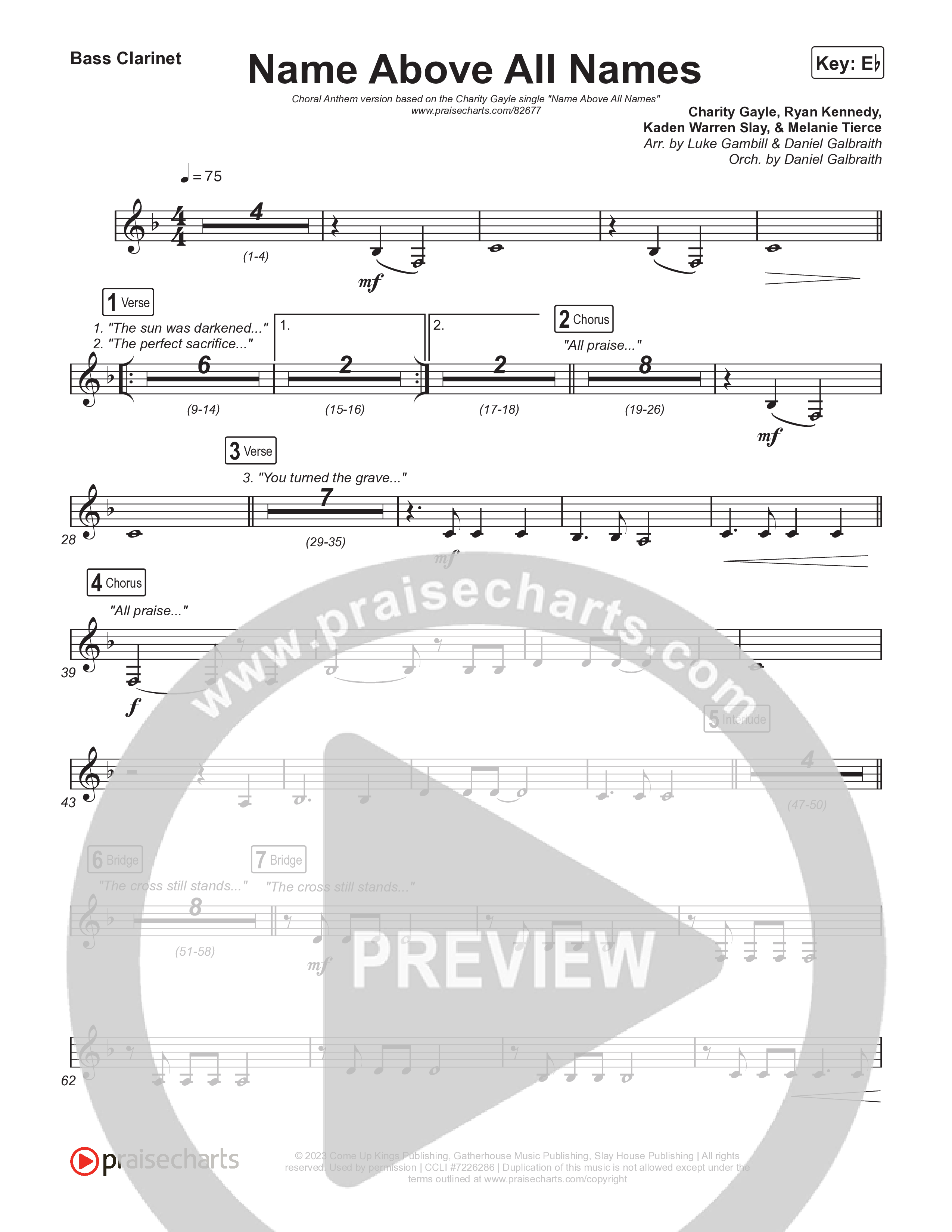 Name Above All Names (Choral Anthem SATB) Bass Clarinet (Charity Gayle / Arr. Luke Gambill)