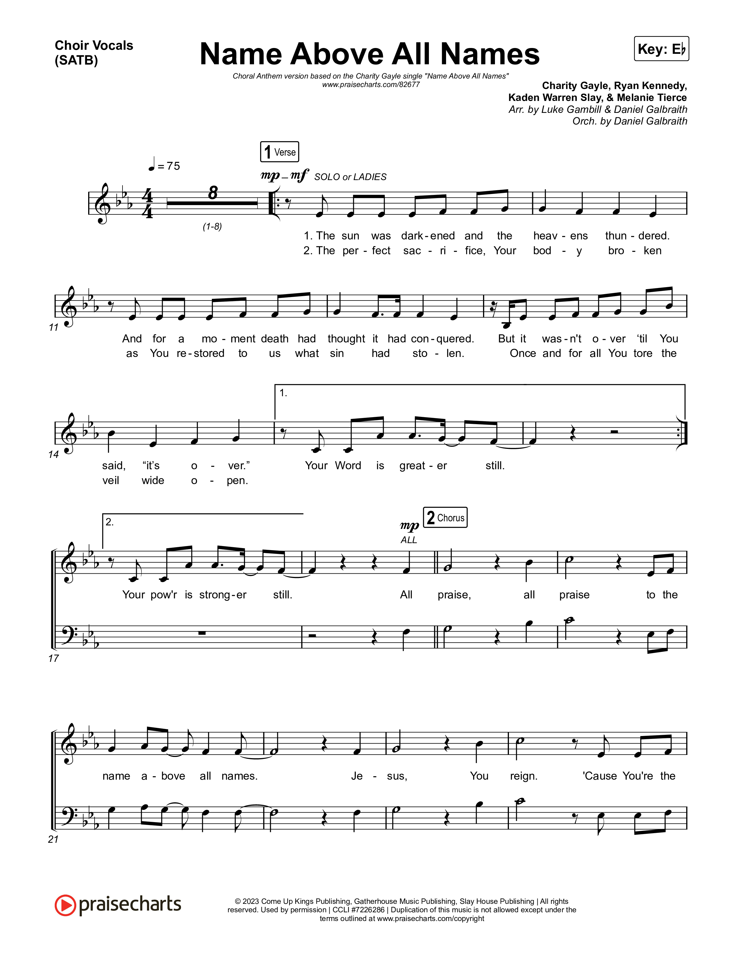 Name Above All Names (Choral Anthem SATB) Choir Sheet (SATB) (Charity Gayle / Arr. Luke Gambill)