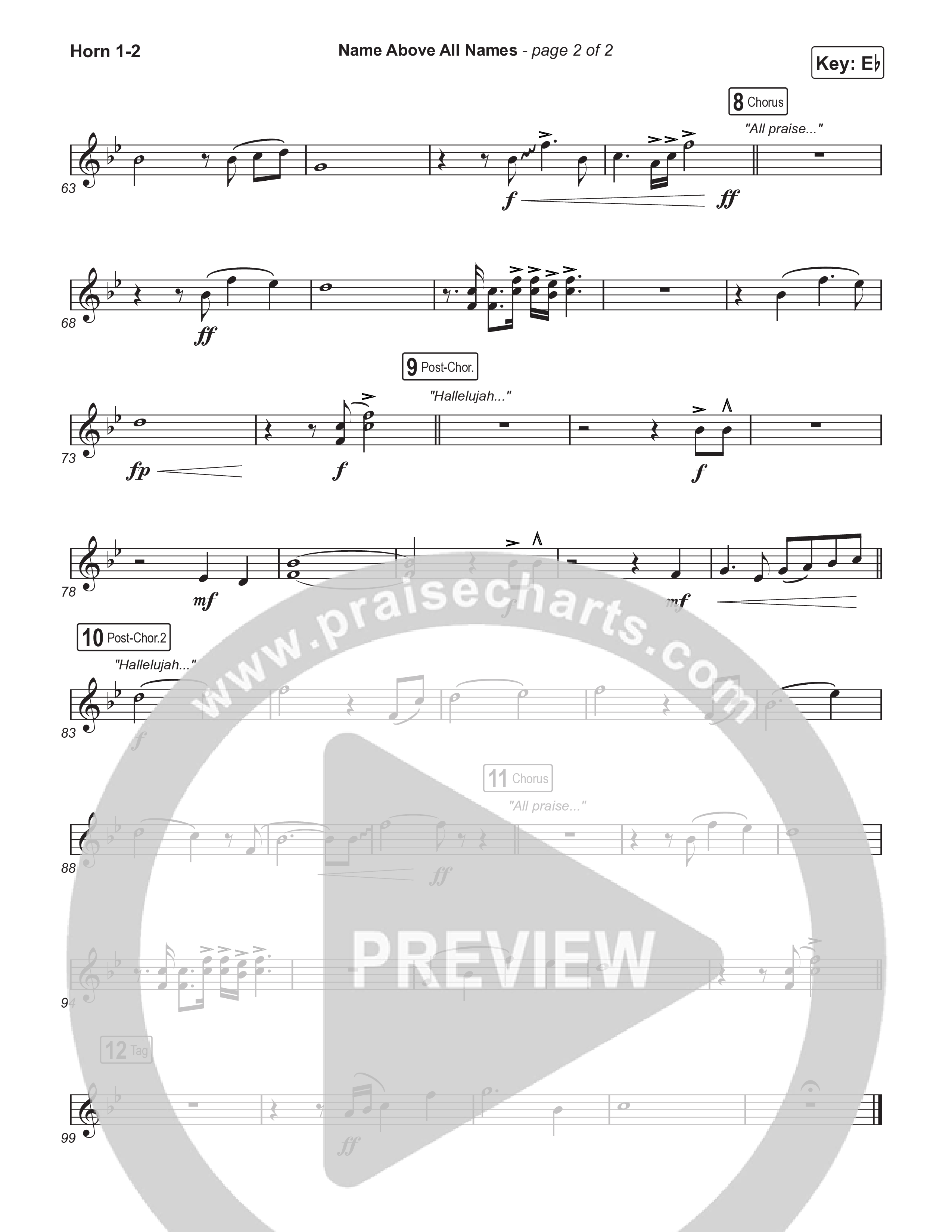 Name Above All Names (Choral Anthem SATB) French Horn 1,2 (Charity Gayle / Arr. Luke Gambill)