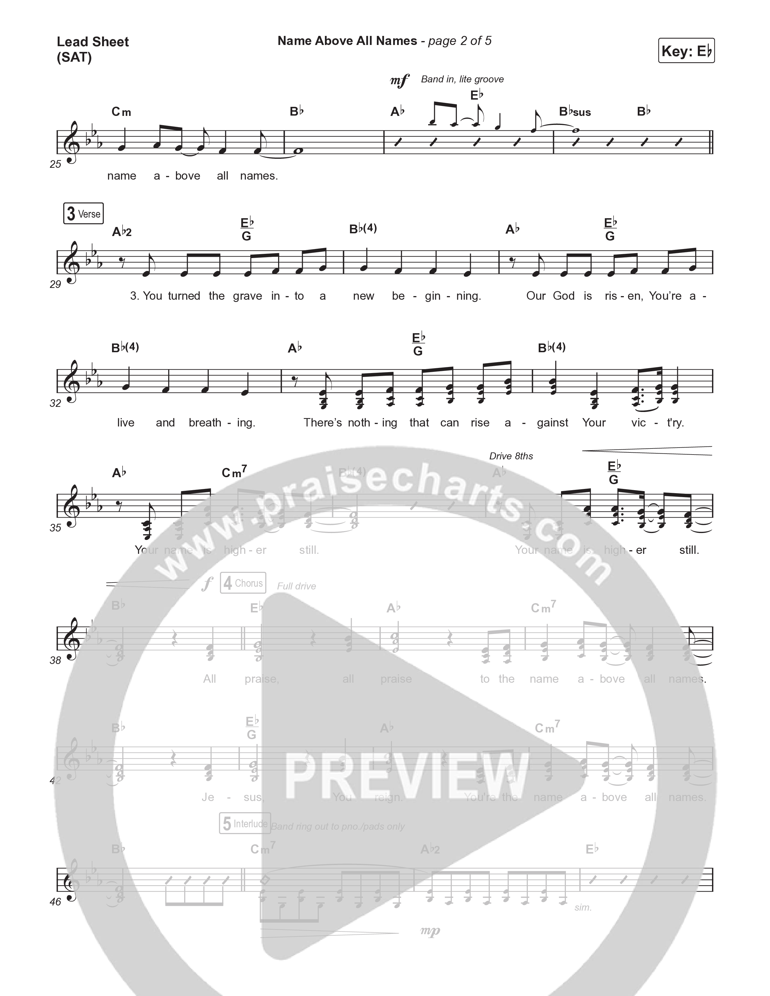 Name Above All Names (Choral Anthem SATB) Lead Sheet (SAT) (Charity Gayle / Arr. Luke Gambill)