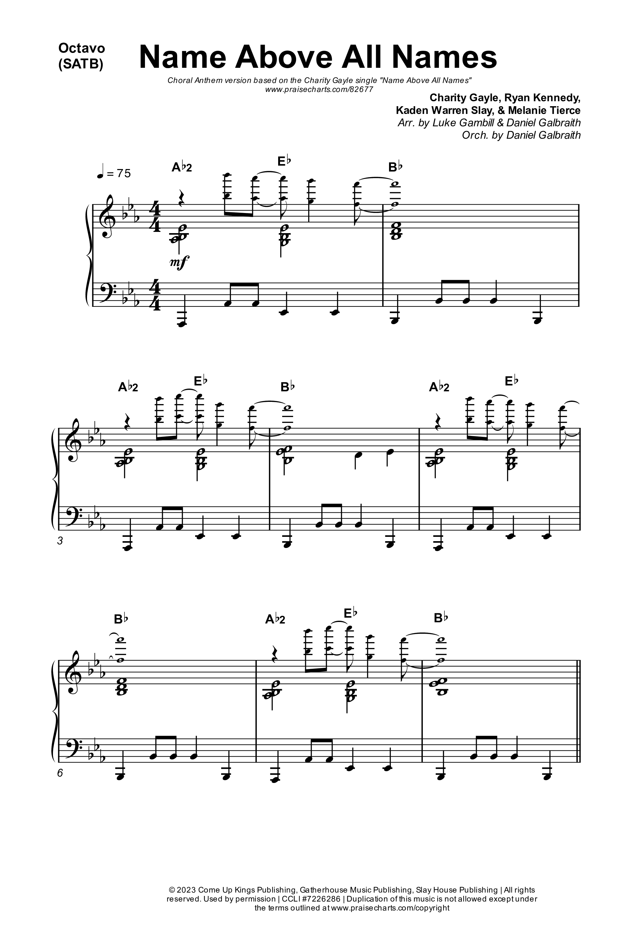 Name Above All Names (Choral Anthem SATB) Octavo (SATB & Pno) (Charity Gayle / Arr. Luke Gambill)