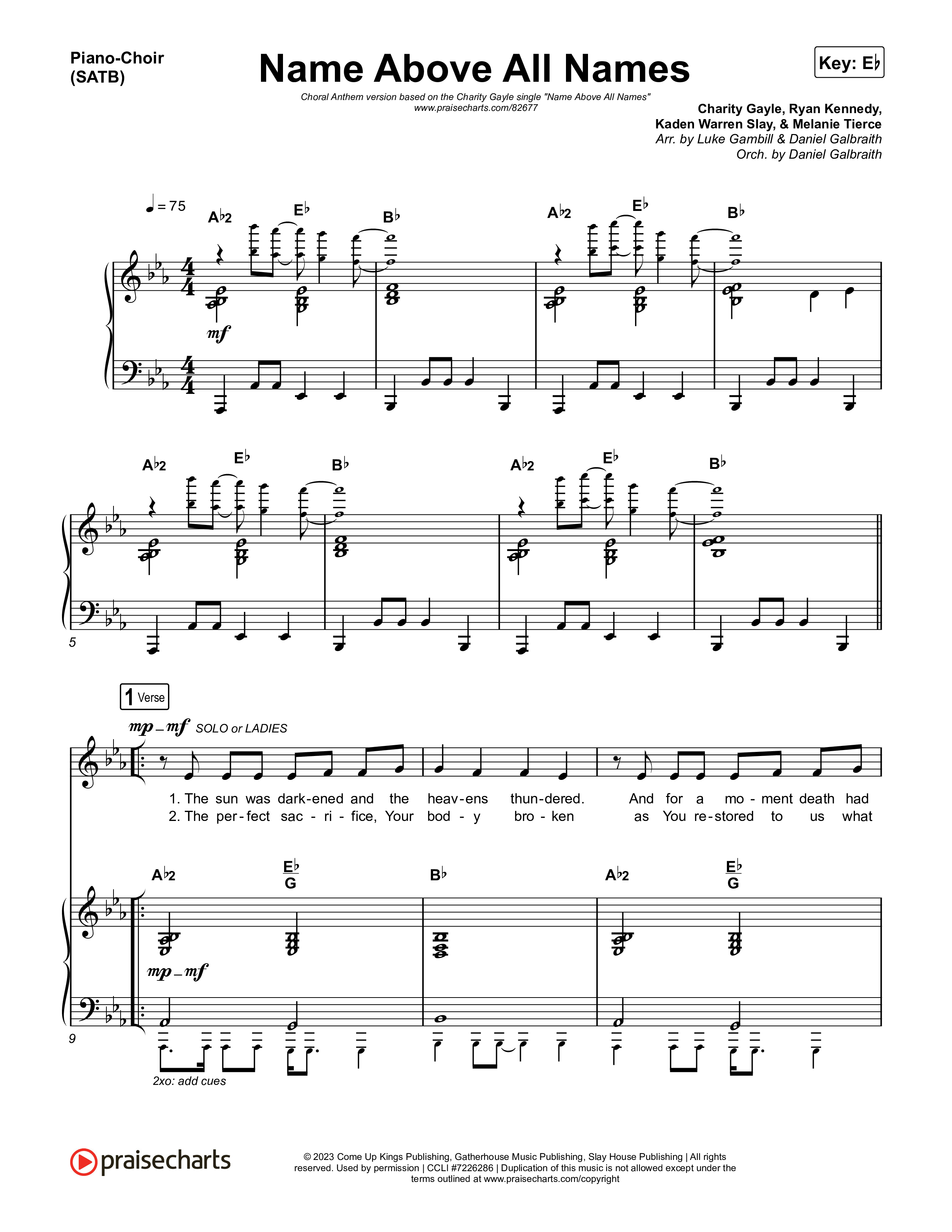 Name Above All Names (Choral Anthem SATB) Piano/Vocal (SATB) (Charity Gayle / Arr. Luke Gambill)