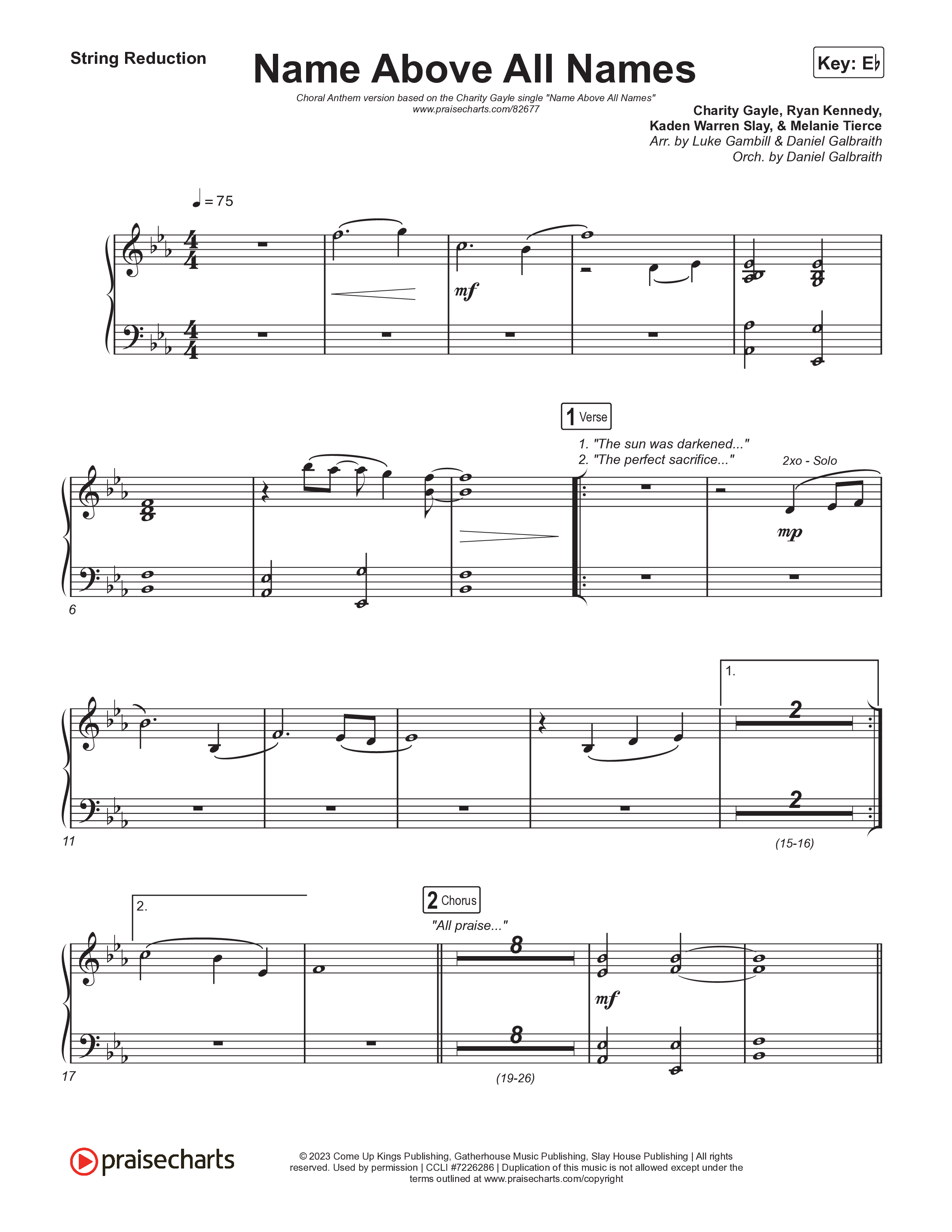 Name Above All Names (Choral Anthem SATB) String Reduction (Charity Gayle / Arr. Luke Gambill)