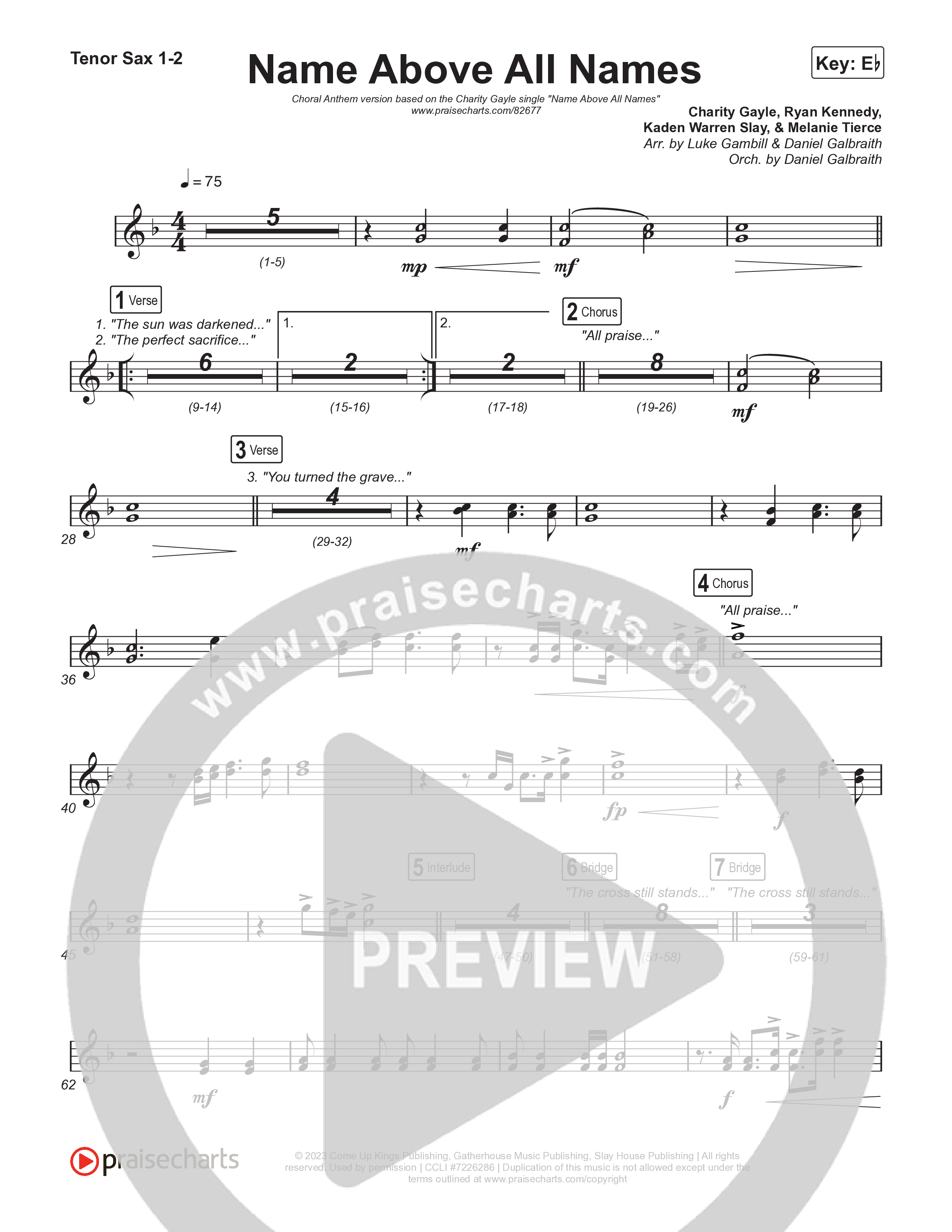 Name Above All Names (Choral Anthem SATB) Sax Pack (Charity Gayle / Arr. Luke Gambill)