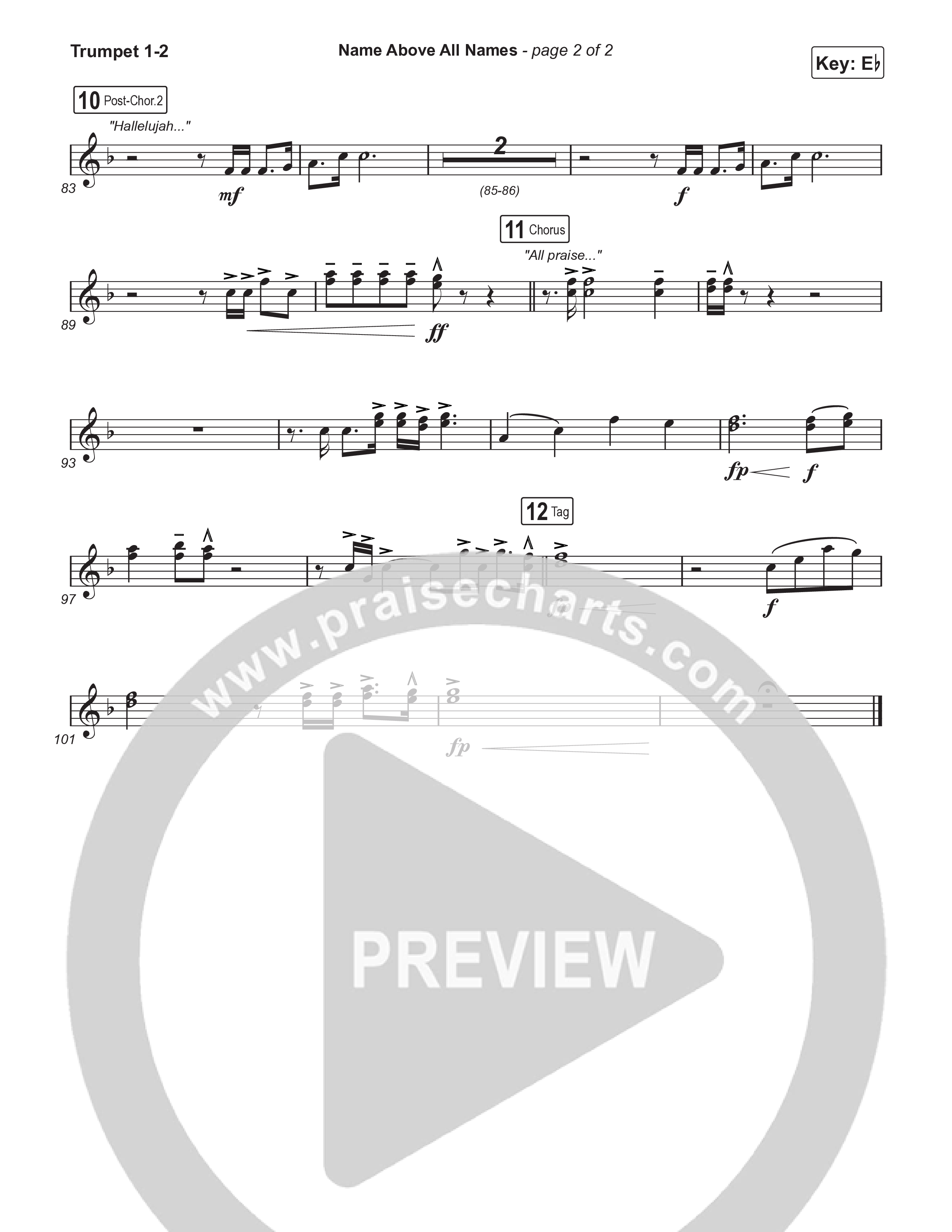 Name Above All Names (Choral Anthem SATB) Trumpet 1,2 (Charity Gayle / Arr. Luke Gambill)