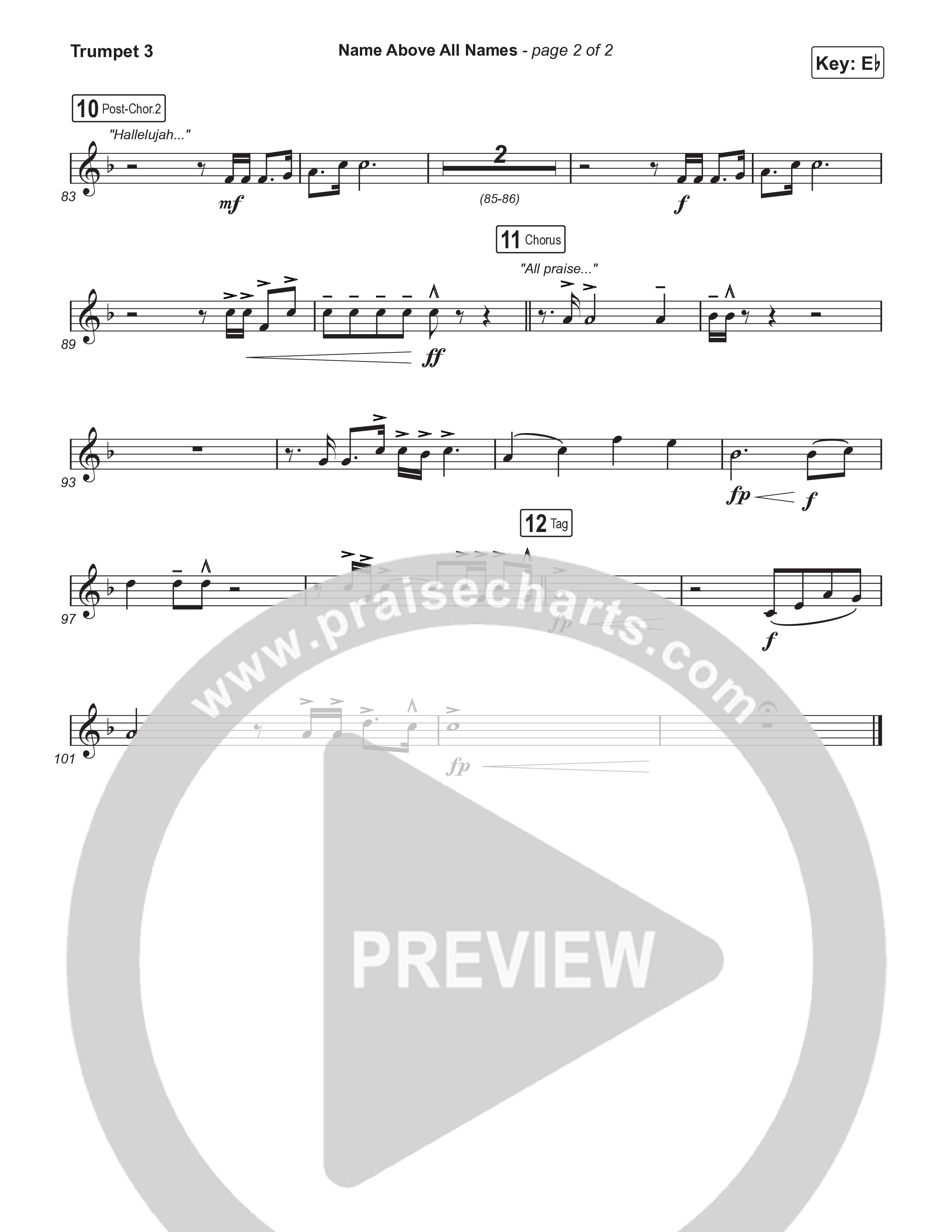 Name Above All Names (Choral Anthem SATB) Trumpet 3 (Charity Gayle / Arr. Luke Gambill)