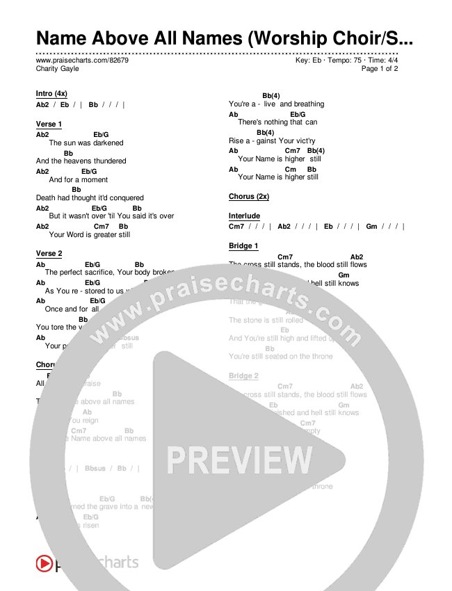 Name Above All Names (Worship Choir/SAB) Chords & Lyrics (Charity Gayle / Arr. Luke Gambill)