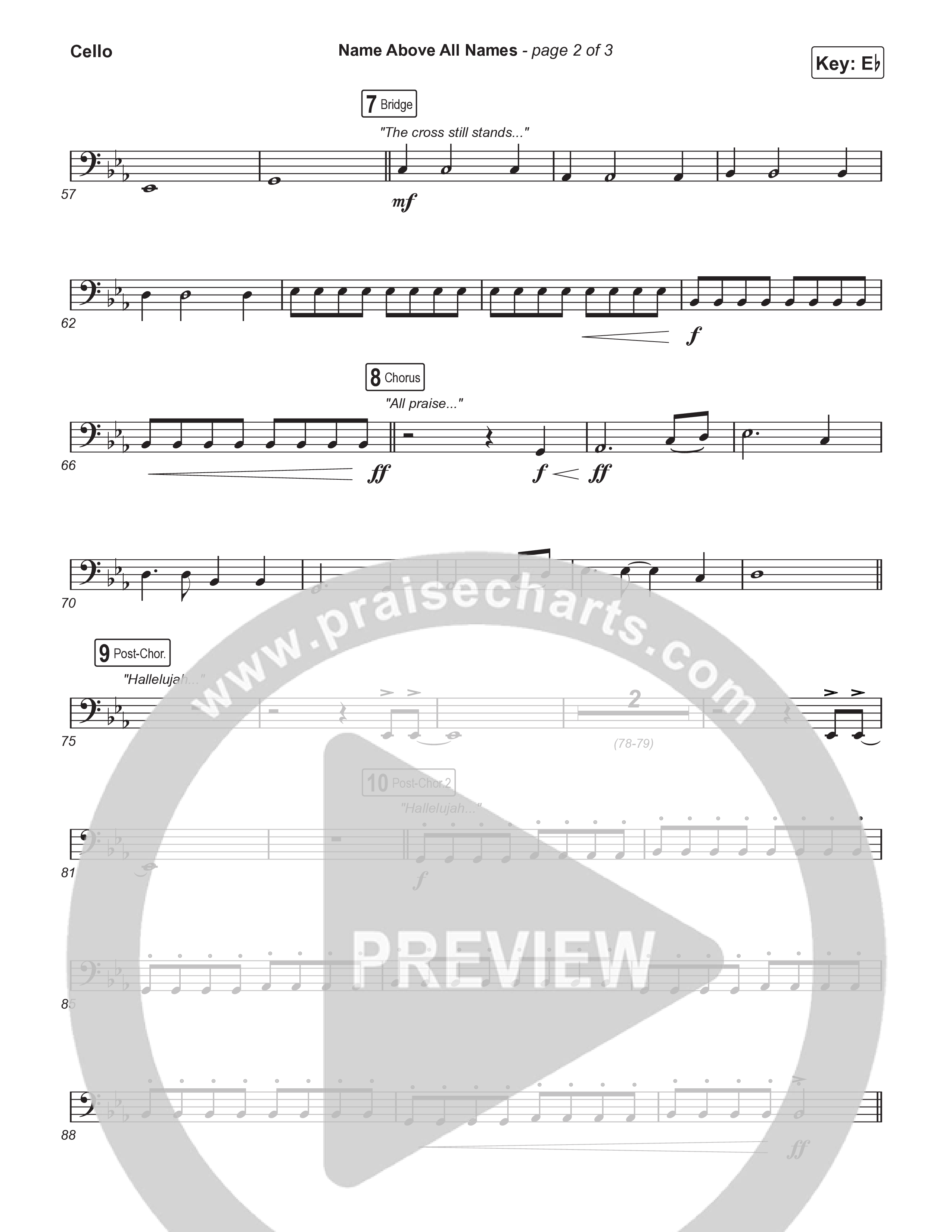 Name Above All Names (Worship Choir/SAB) Cello (Charity Gayle / Arr. Luke Gambill)