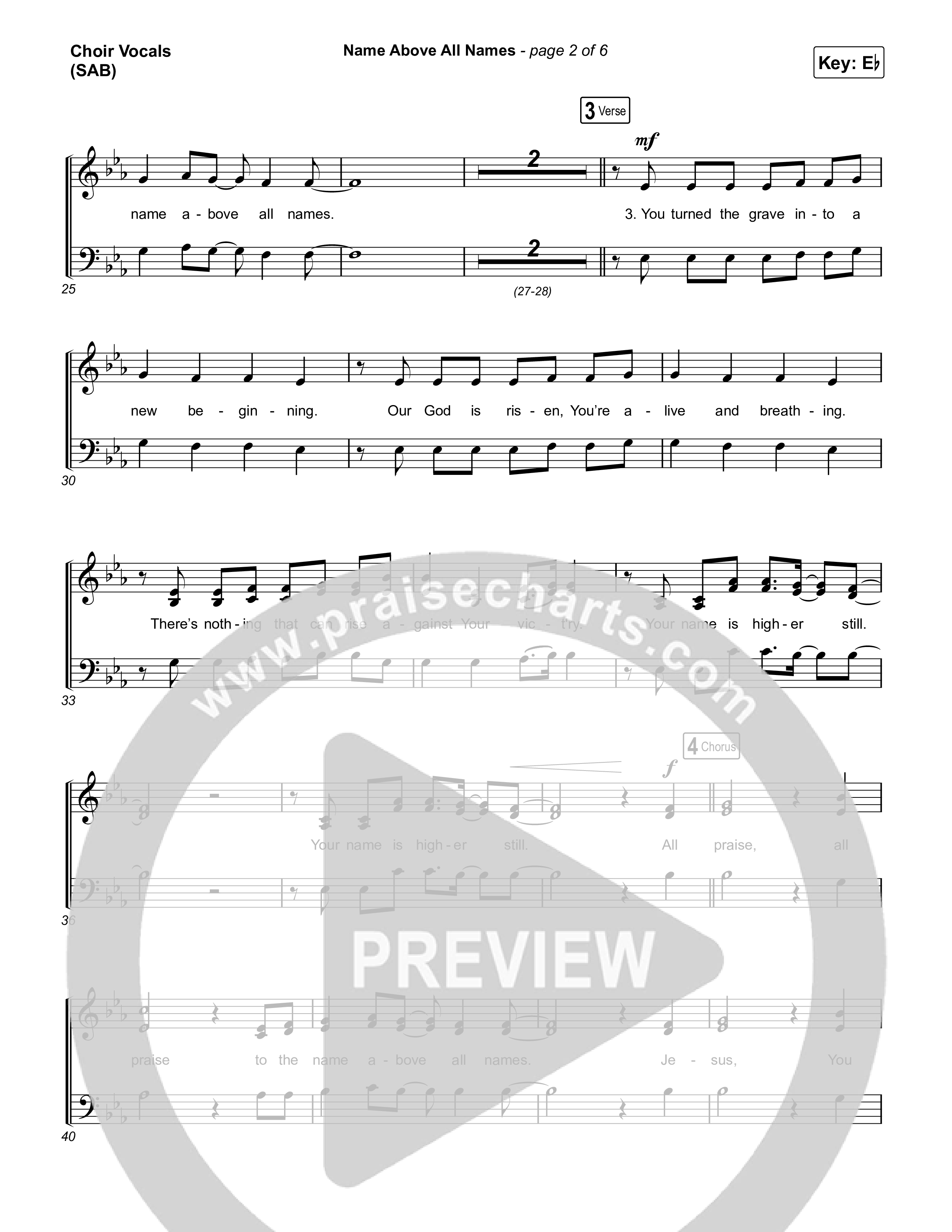 Name Above All Names (Worship Choir/SAB) Choir Sheet (SAB) (Charity Gayle / Arr. Luke Gambill)