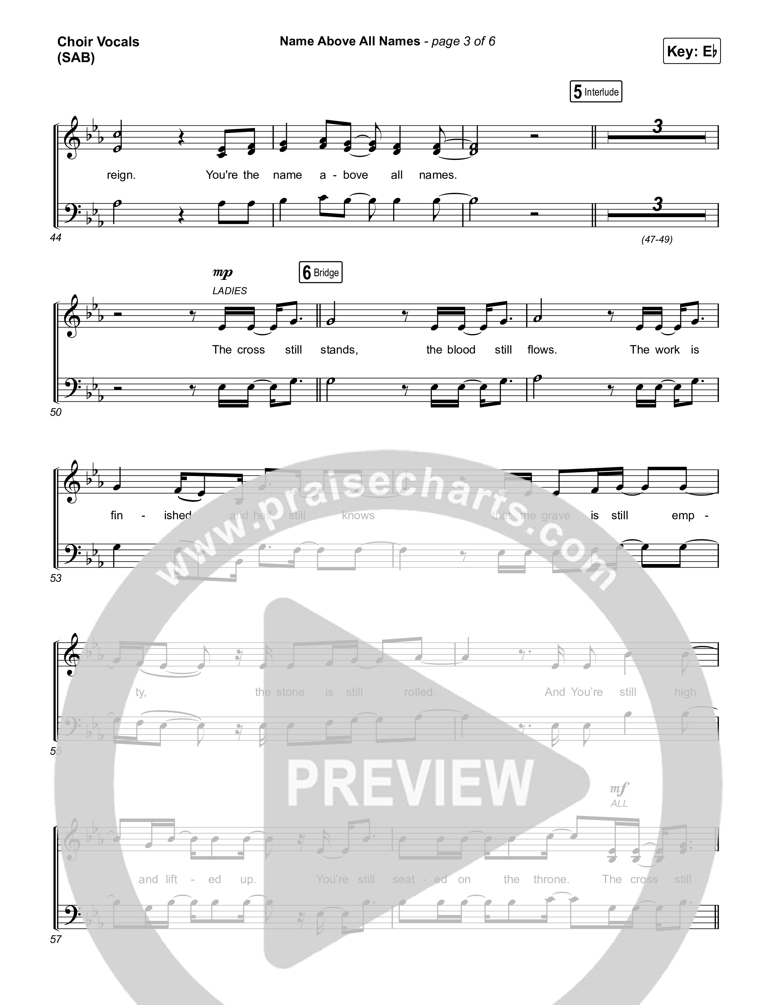 Name Above All Names (Worship Choir/SAB) Choir Sheet (SAB) (Charity Gayle / Arr. Luke Gambill)