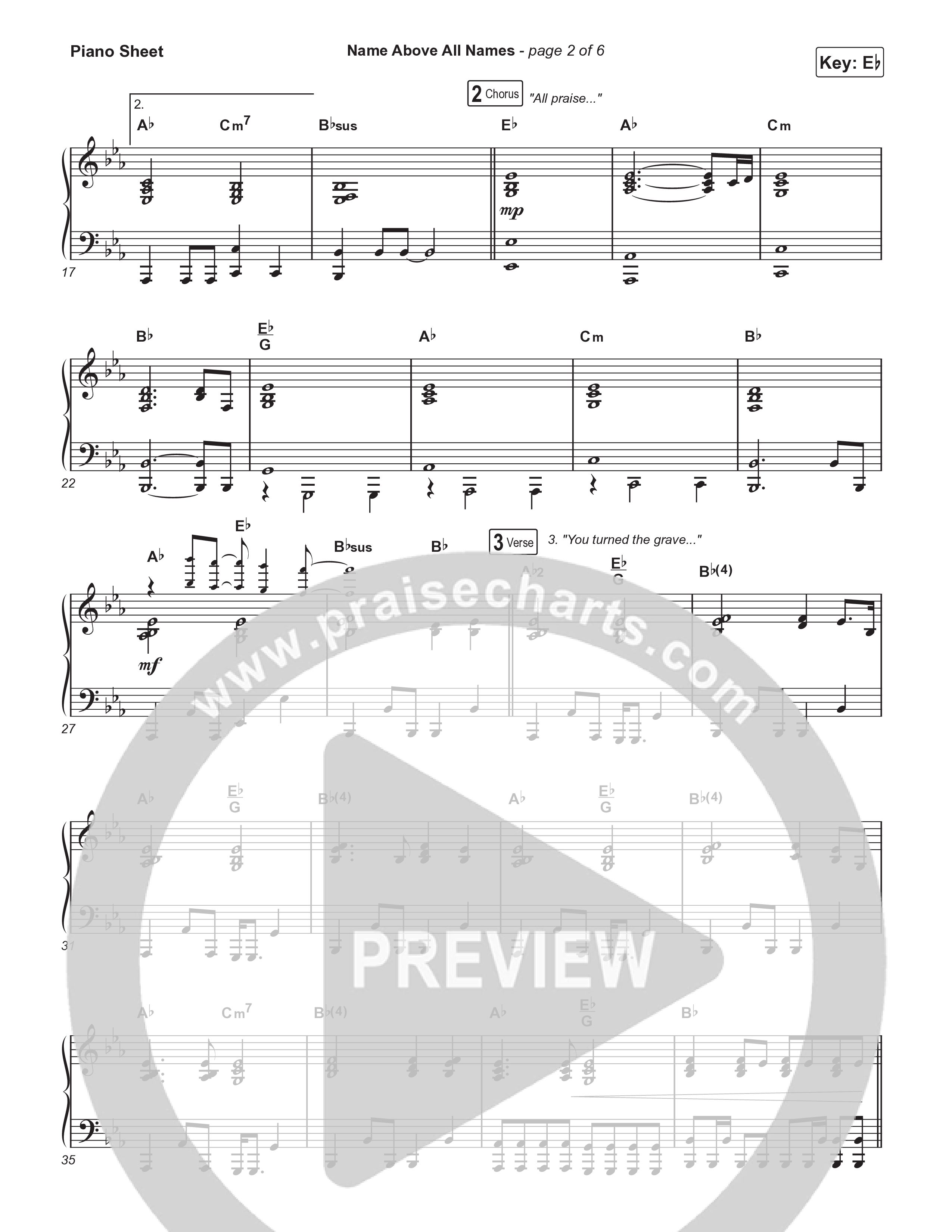 Name Above All Names (Worship Choir/SAB) Piano Sheet (Charity Gayle / Arr. Luke Gambill)