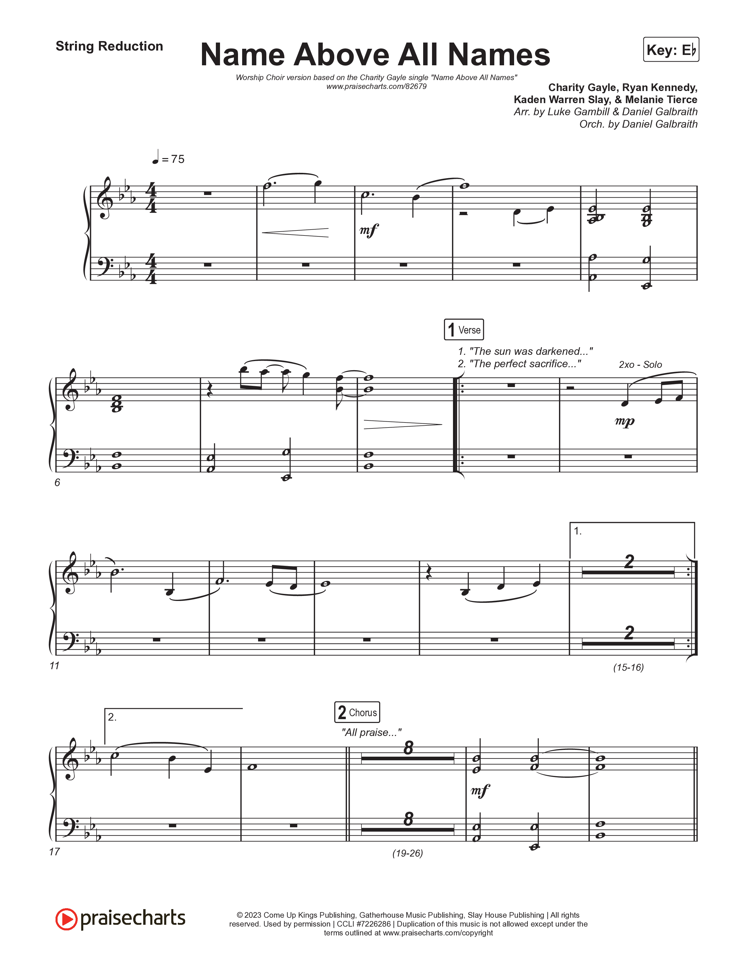 Name Above All Names (Worship Choir/SAB) String Reduction (Charity Gayle / Arr. Luke Gambill)