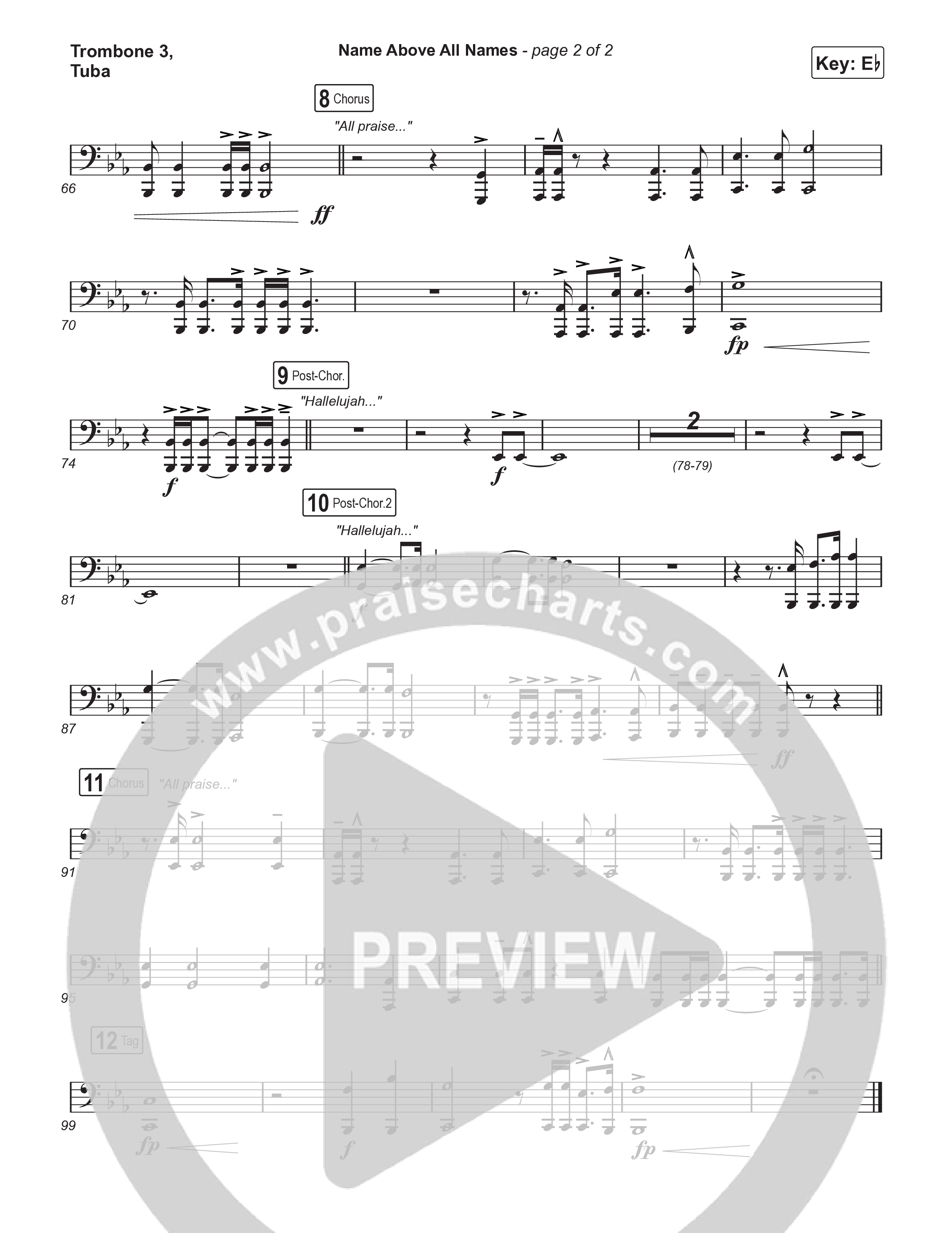 Name Above All Names (Worship Choir/SAB) Trombone 3/Tuba (Charity Gayle / Arr. Luke Gambill)