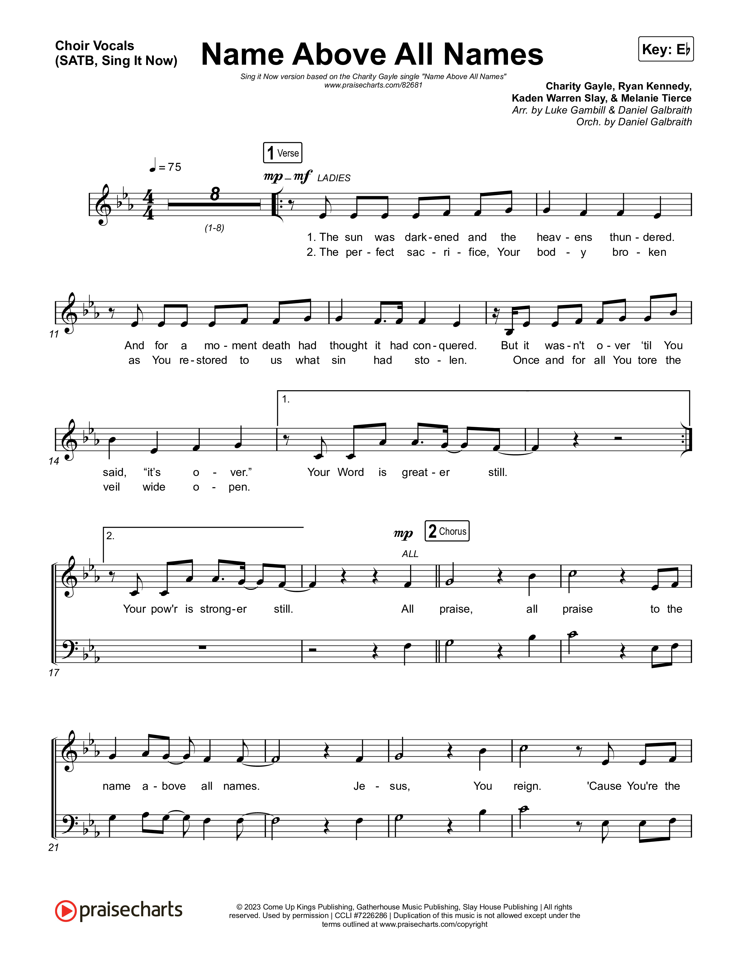 Name Above All Names (Sing It Now) Choir Sheet (SATB) (Charity Gayle / Arr. Luke Gambill)