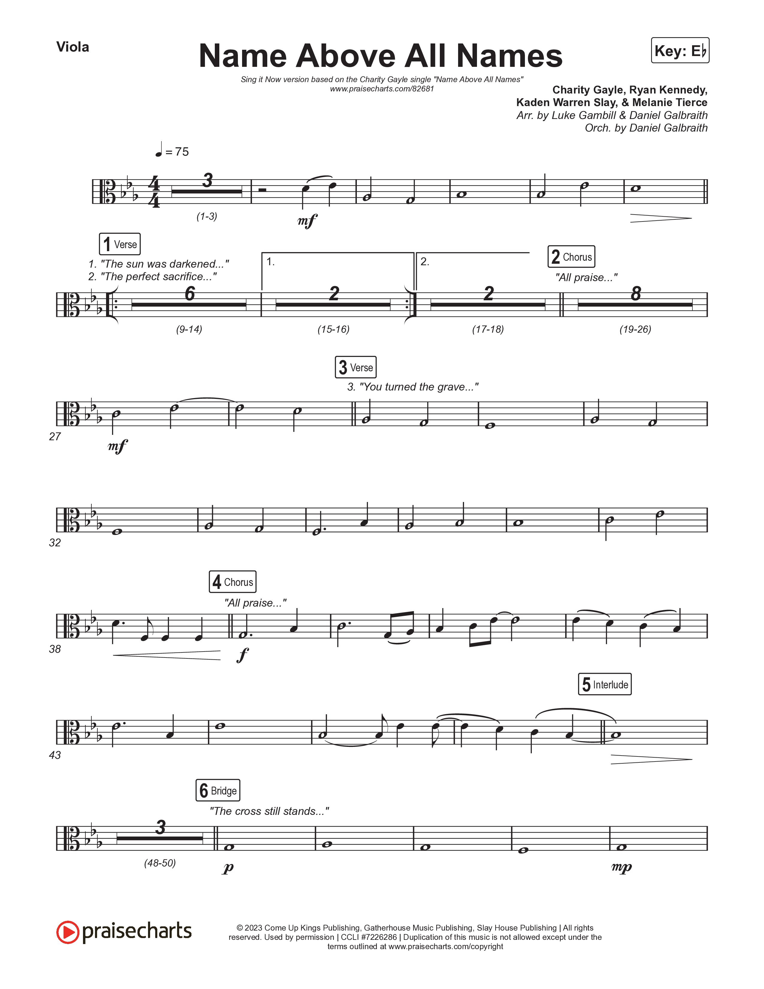 Name Above All Names (Sing It Now) Viola (Charity Gayle / Arr. Luke Gambill)