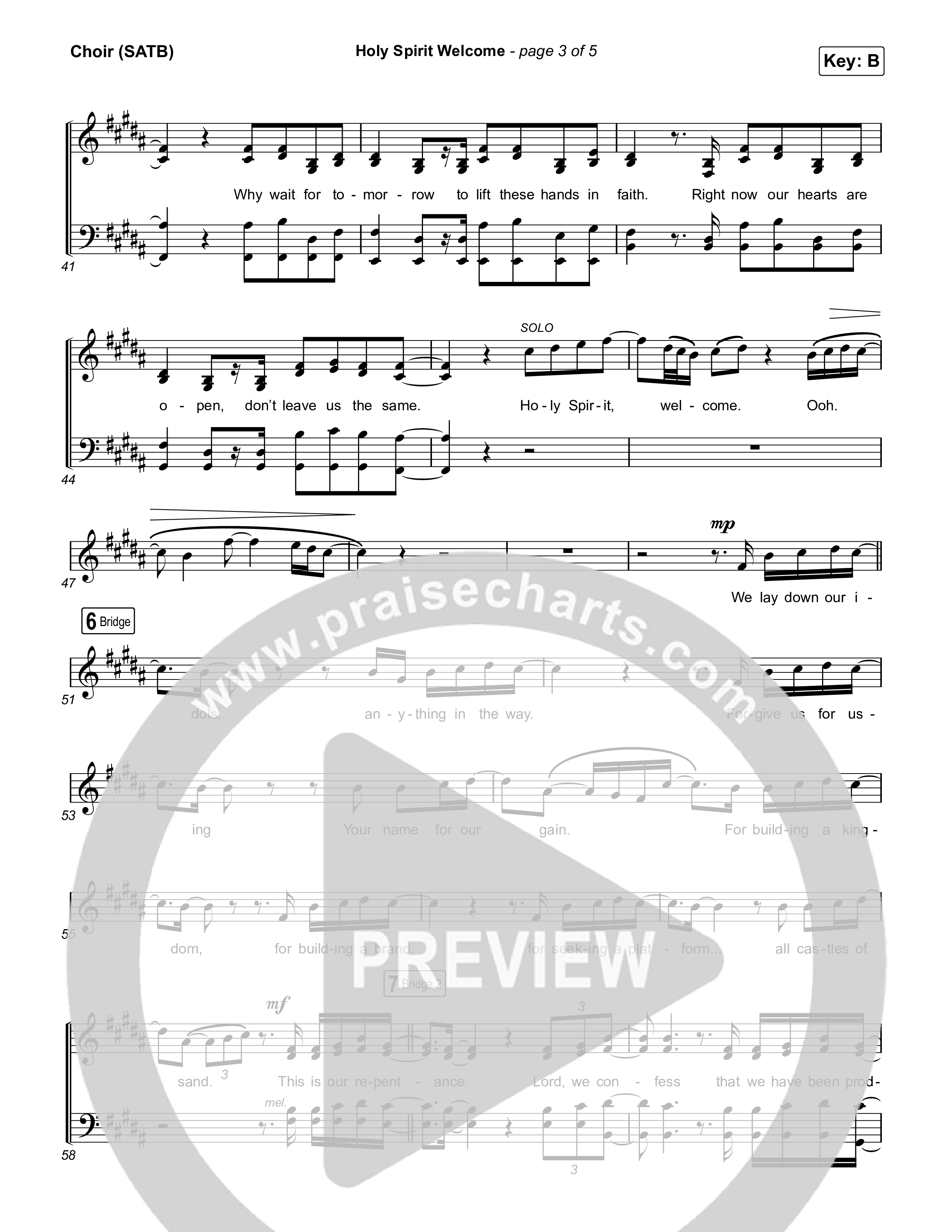 Holy Spirit Welcome (Reimagined) Vocal Sheet (SATB) (Bridge Worship)