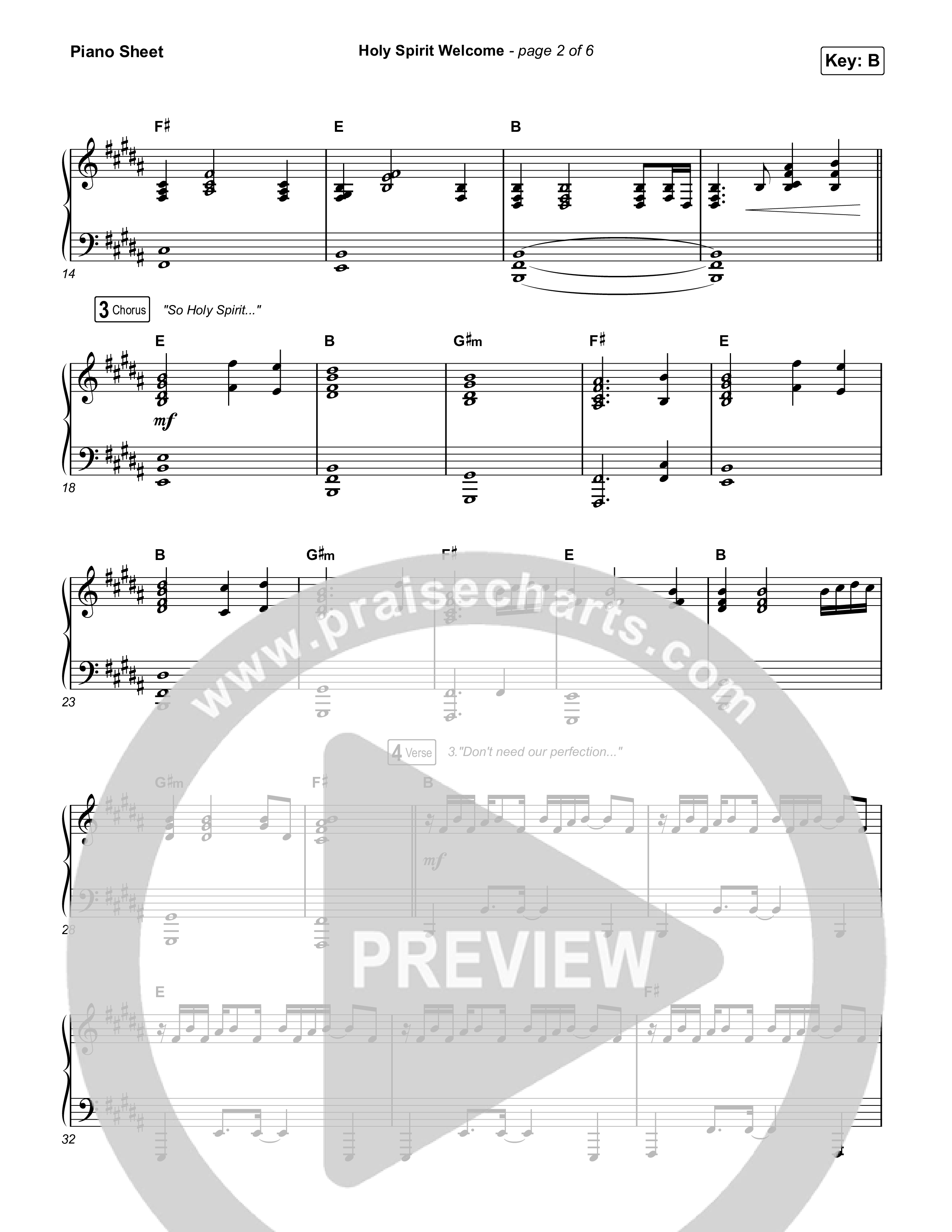 Holy Spirit Welcome (Reimagined) Piano Sheet (Bridge Worship)
