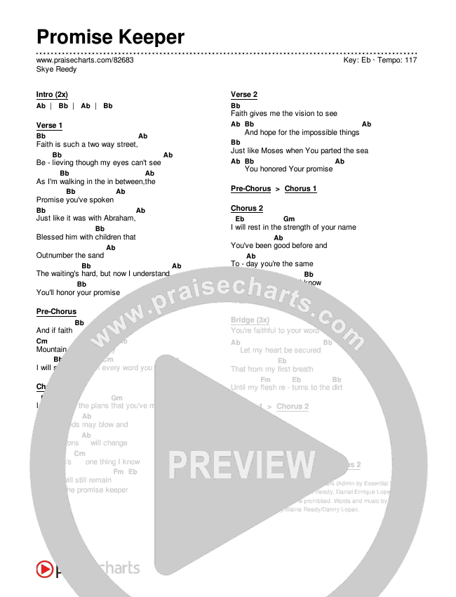 Promise Keeper Chords & Lyrics (Skye Reedy)