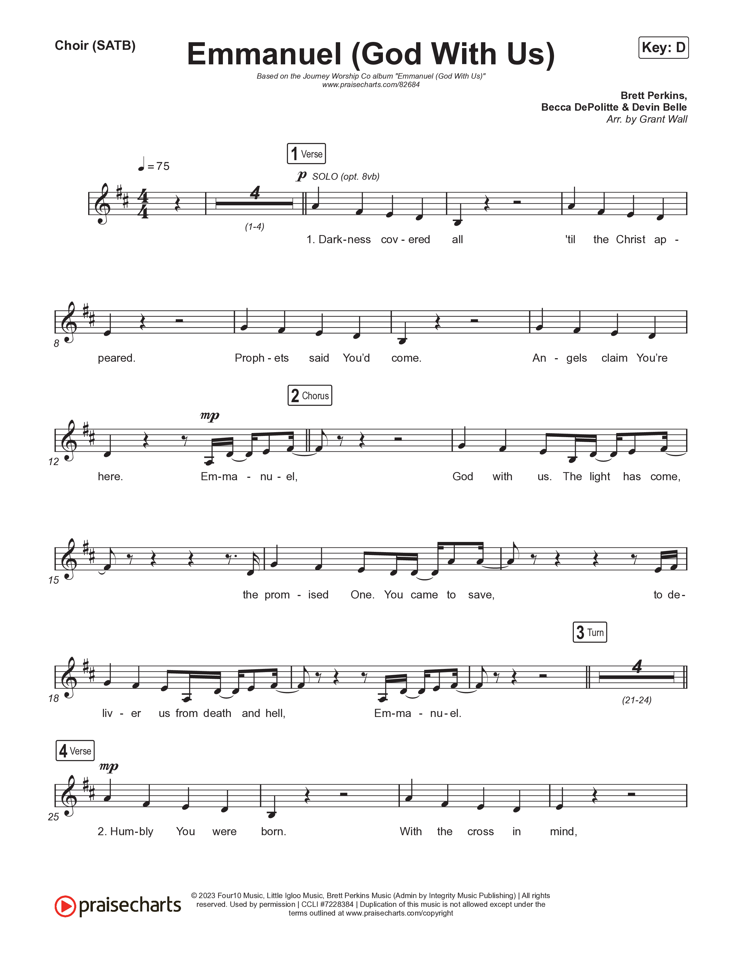 Emmanuel (God With Us) Choir Sheet (SATB) (Journey Worship Co)