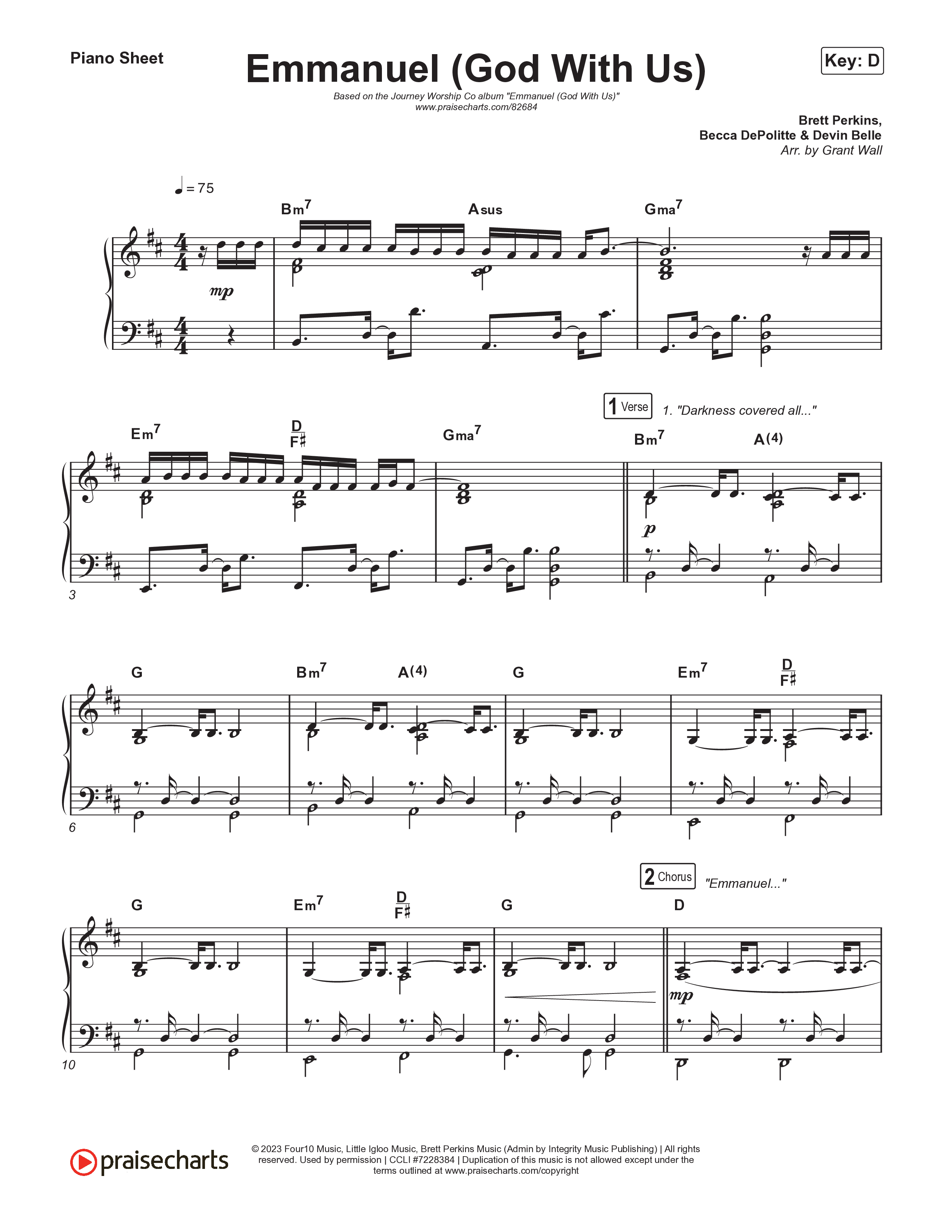 Emmanuel (God With Us) Piano Sheet (Journey Worship Co)